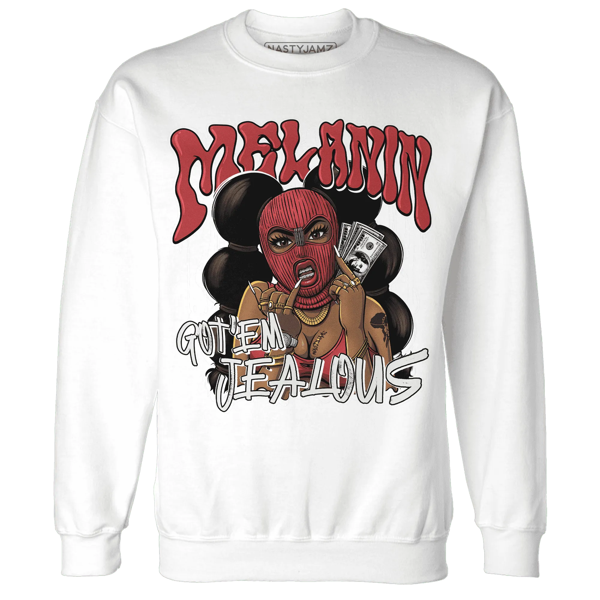 Black-Toe-Reimagined-Red-White-1s-NastyJamz-Sweatshirt-Match-Melanin-Got-Em-Jealous