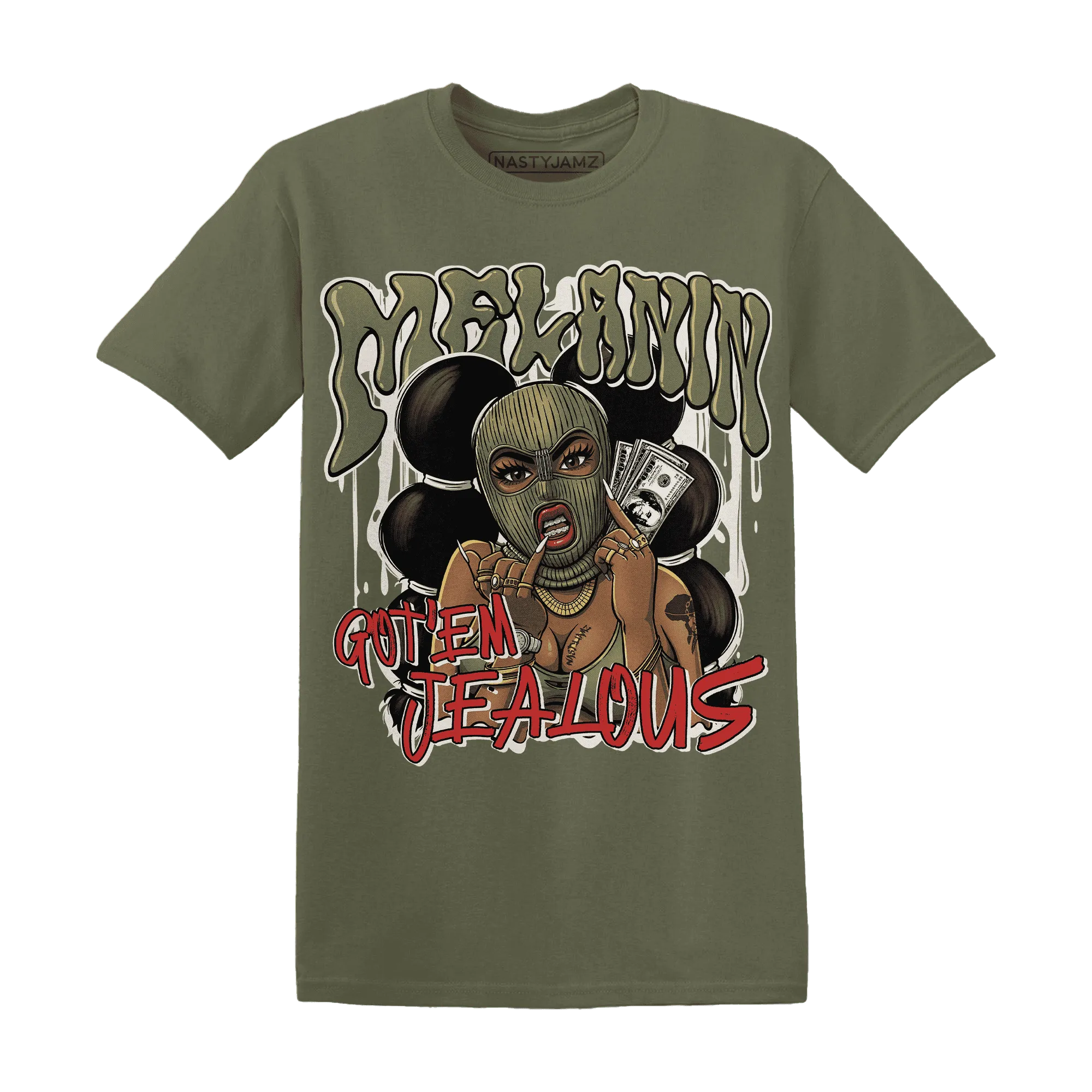 NastyJamz-Medium-Olive-1s-T-Shirt-Match-Melanin-Got-Em-Jealous