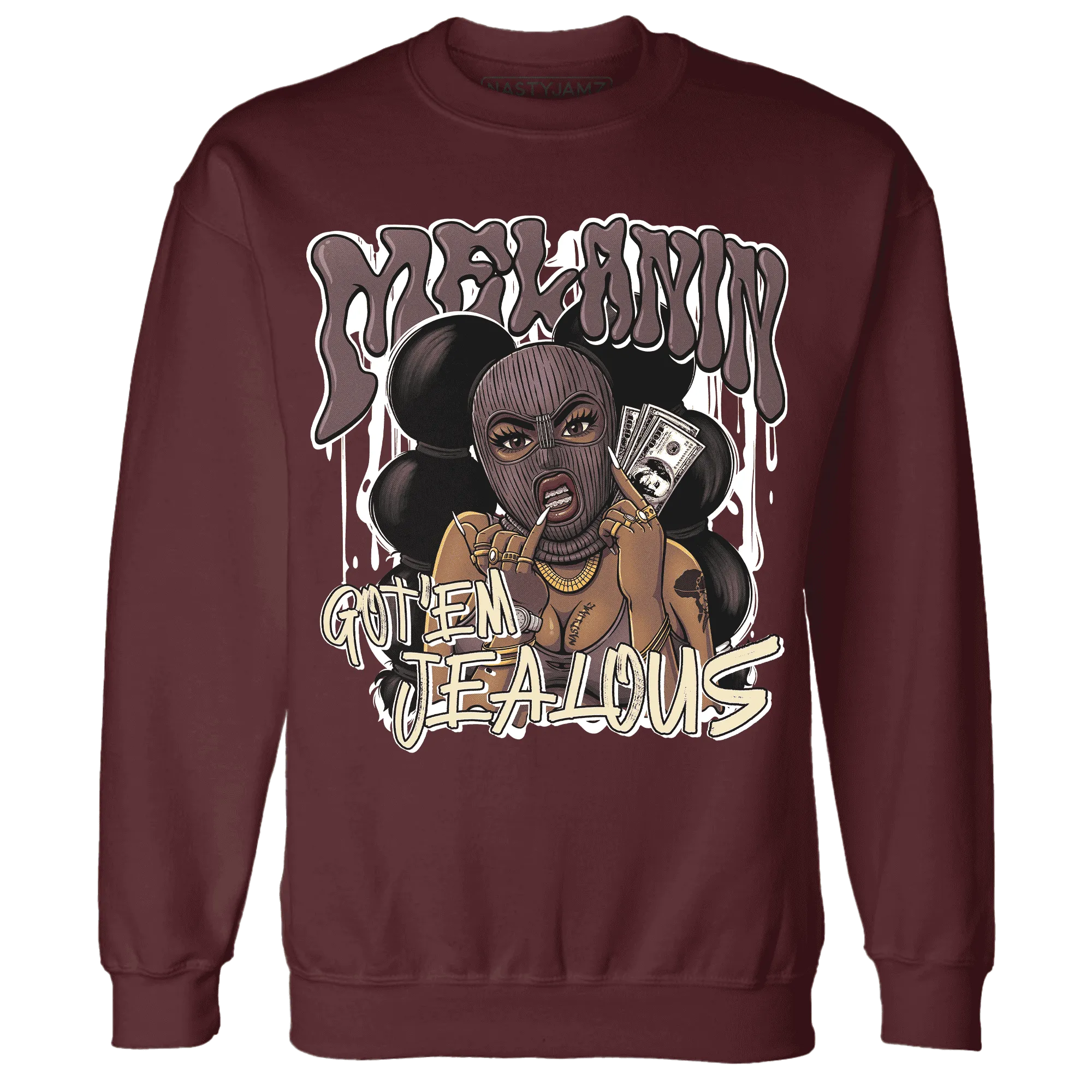 NastyJamz-Burgundy-Crush-3s-Sweatshirt-Match-Melanin-Got-Em-Jealous