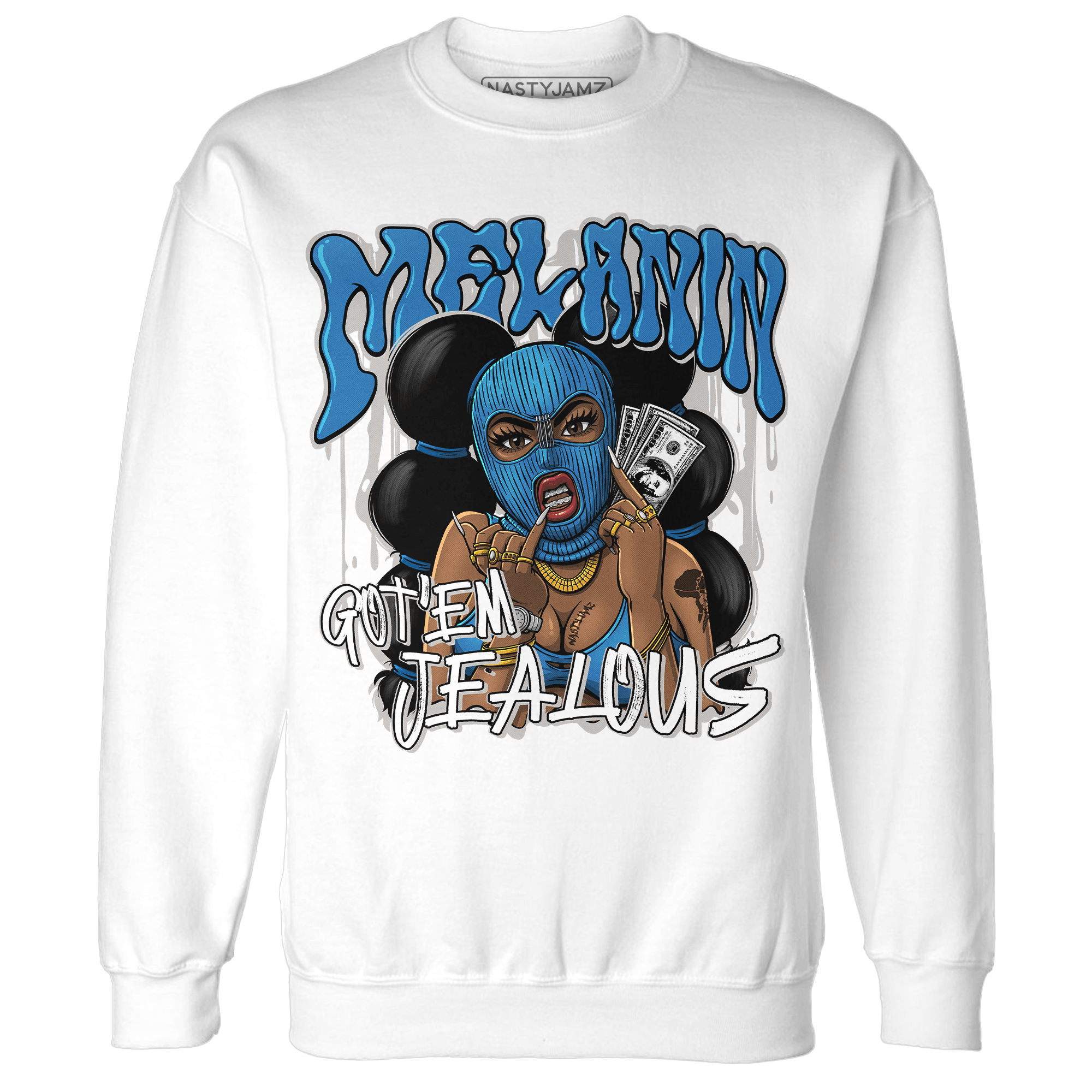 Industrial Blue 4s Sweatshirt Match Melanin Got Em Jealous - NastyJamz