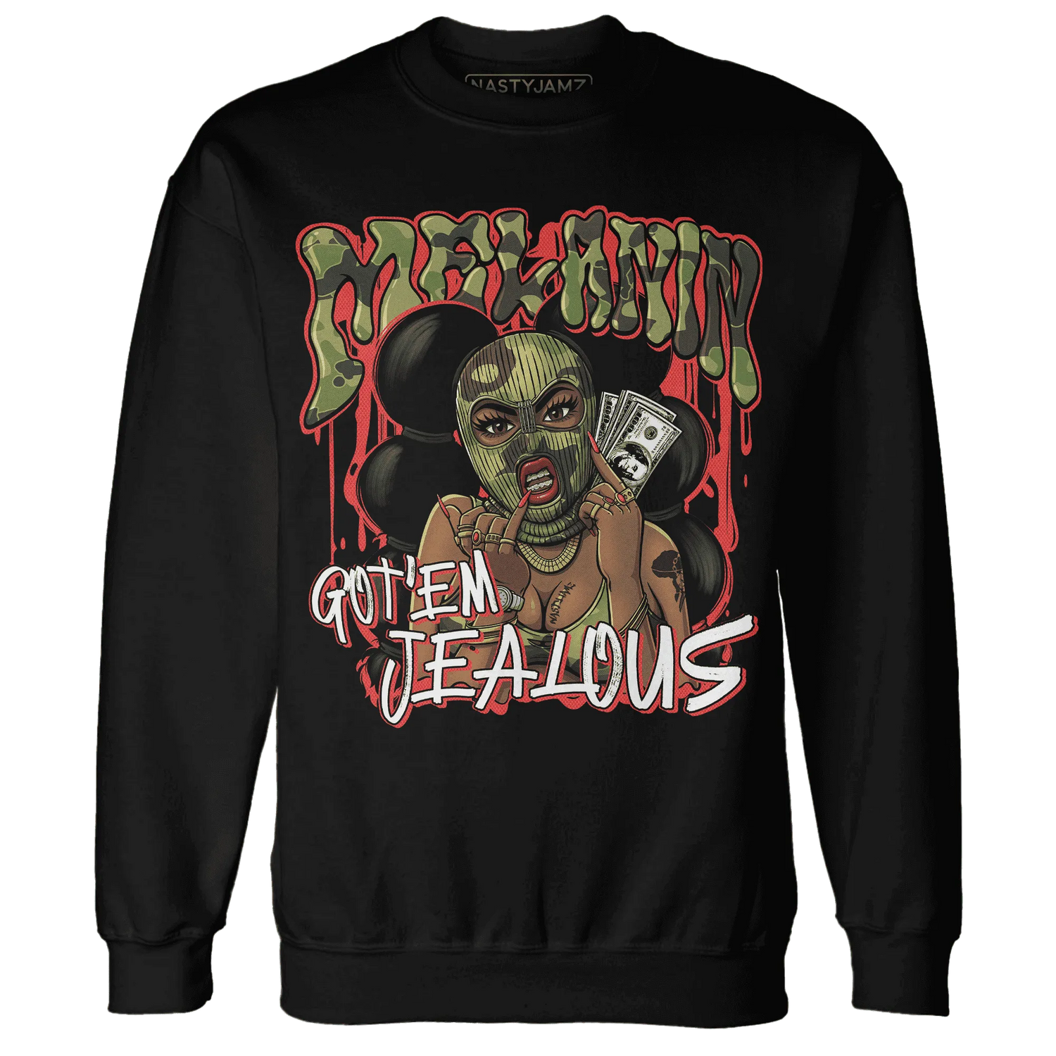 AM-90-Dark-Sage-Solar-Red-NastyJamz-Sweatshirt-Match-Melanin-Got-Em-Jealous