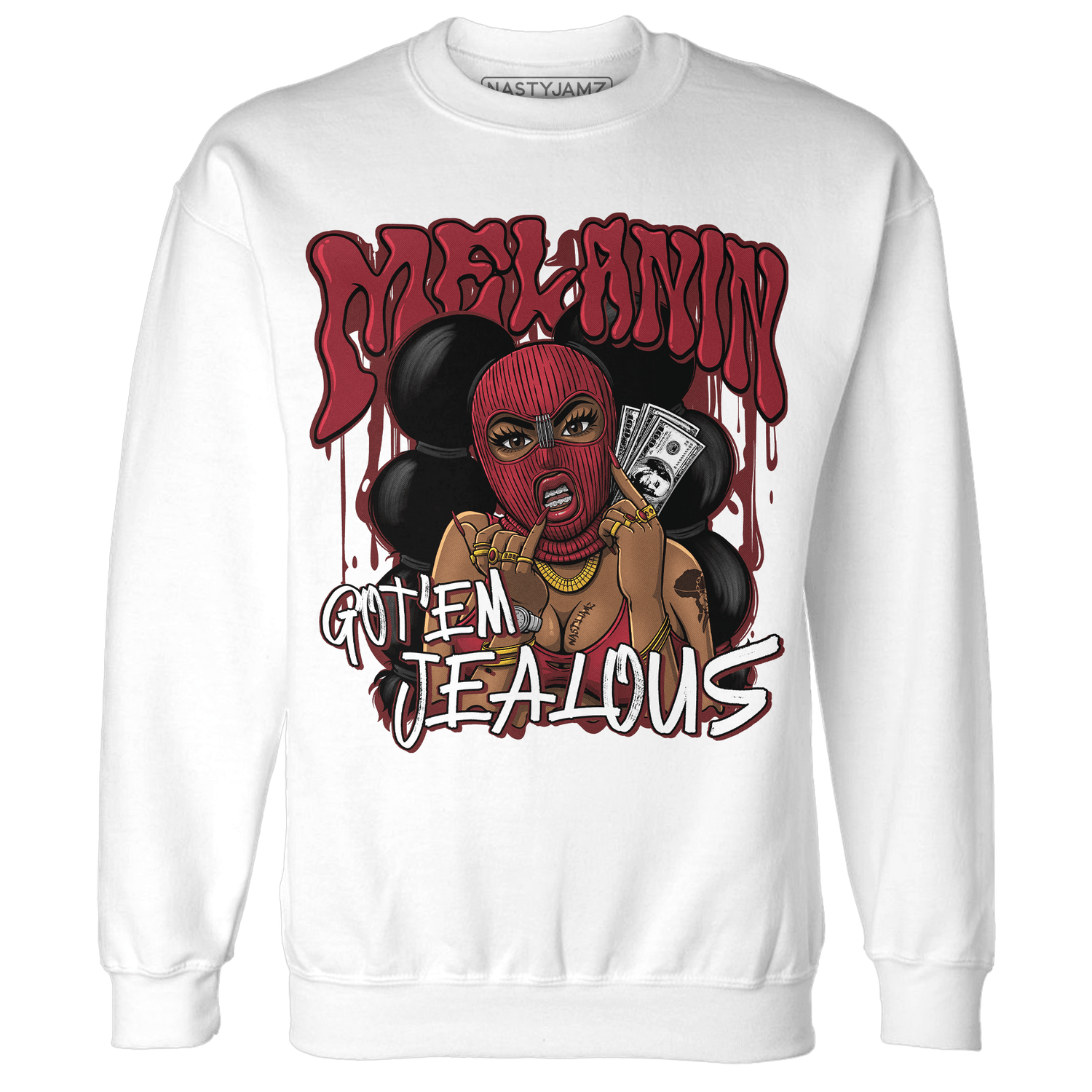 Cherry 12s Sweatshirt Match Melanin Got Em Jealous - NastyJamz