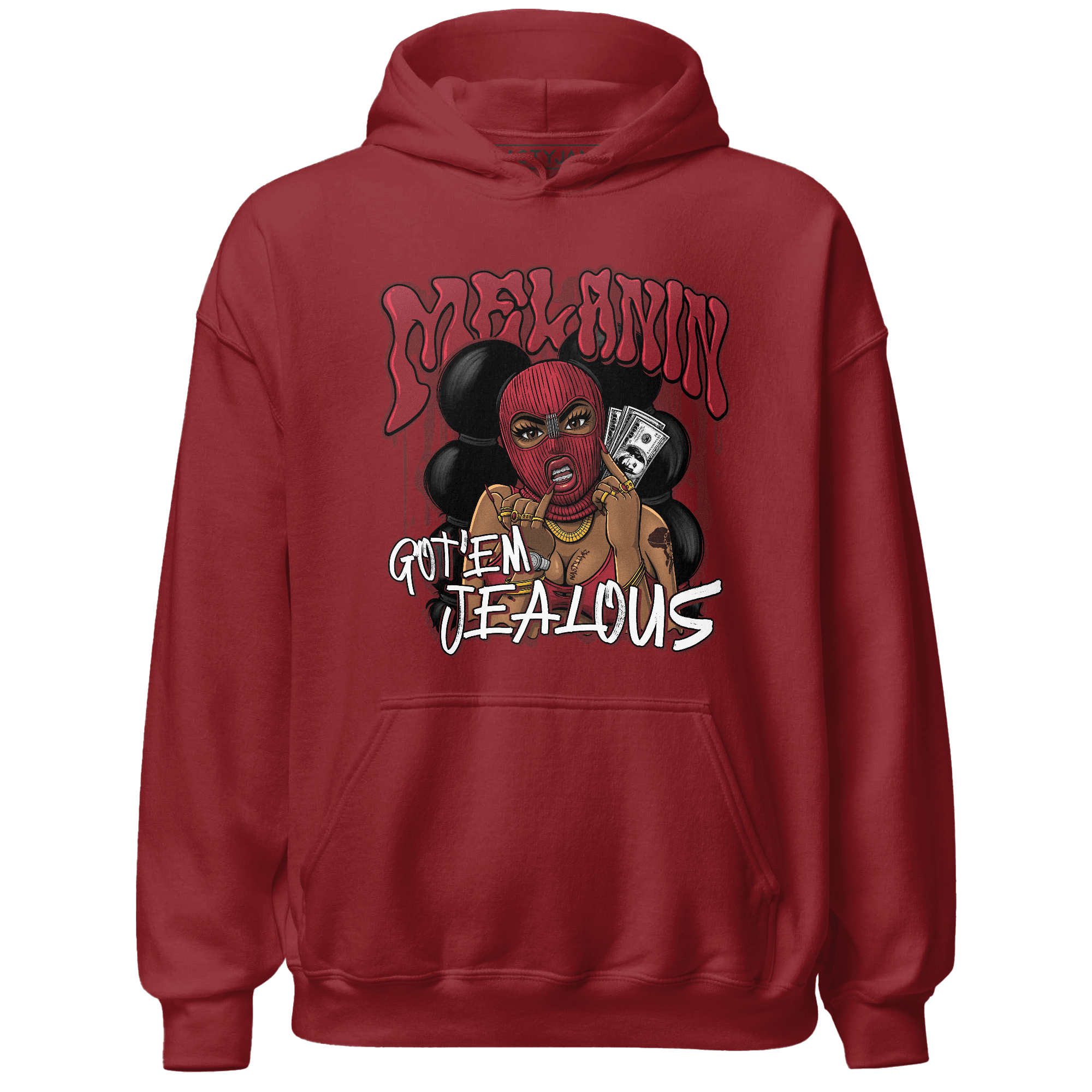 Cherry 12s Hoodie Match Melanin Got Em Jealous - NastyJamz