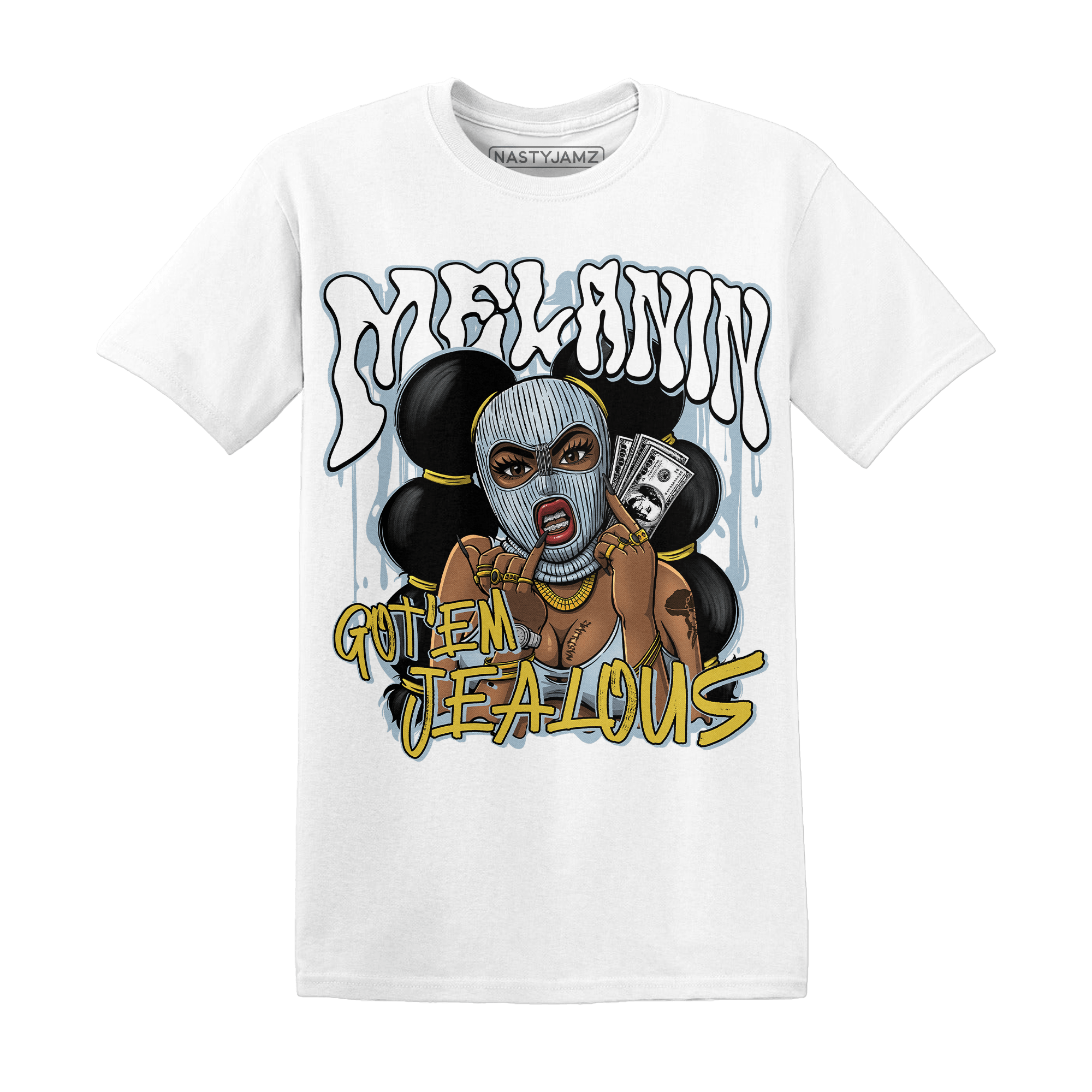 Blue Grey 13s T Shirt Match Melanin Got Em Jealous - NastyJamz