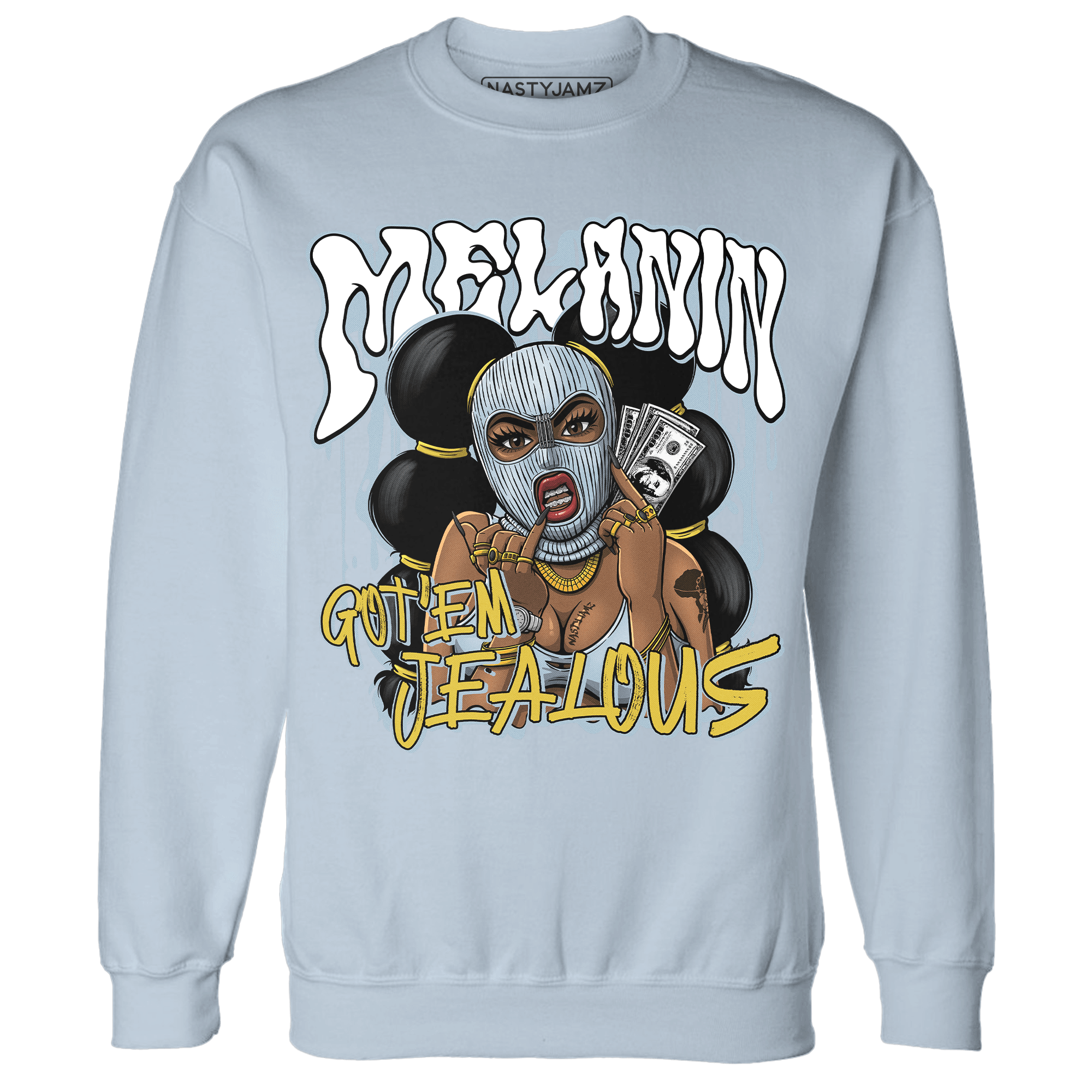 Blue Grey 13s Sweatshirt Match Melanin Got Em Jealous - NastyJamz