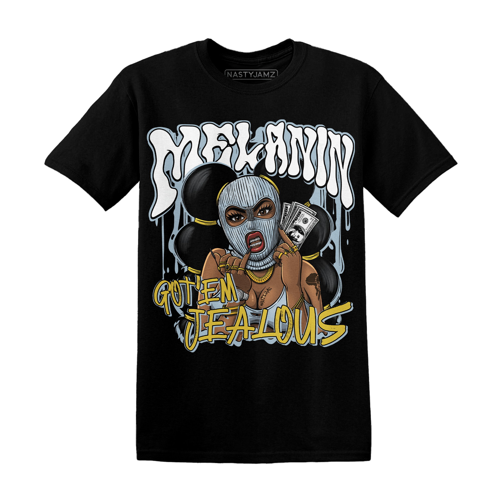 Blue Grey 13s T Shirt Match Melanin Got Em Jealous - NastyJamz