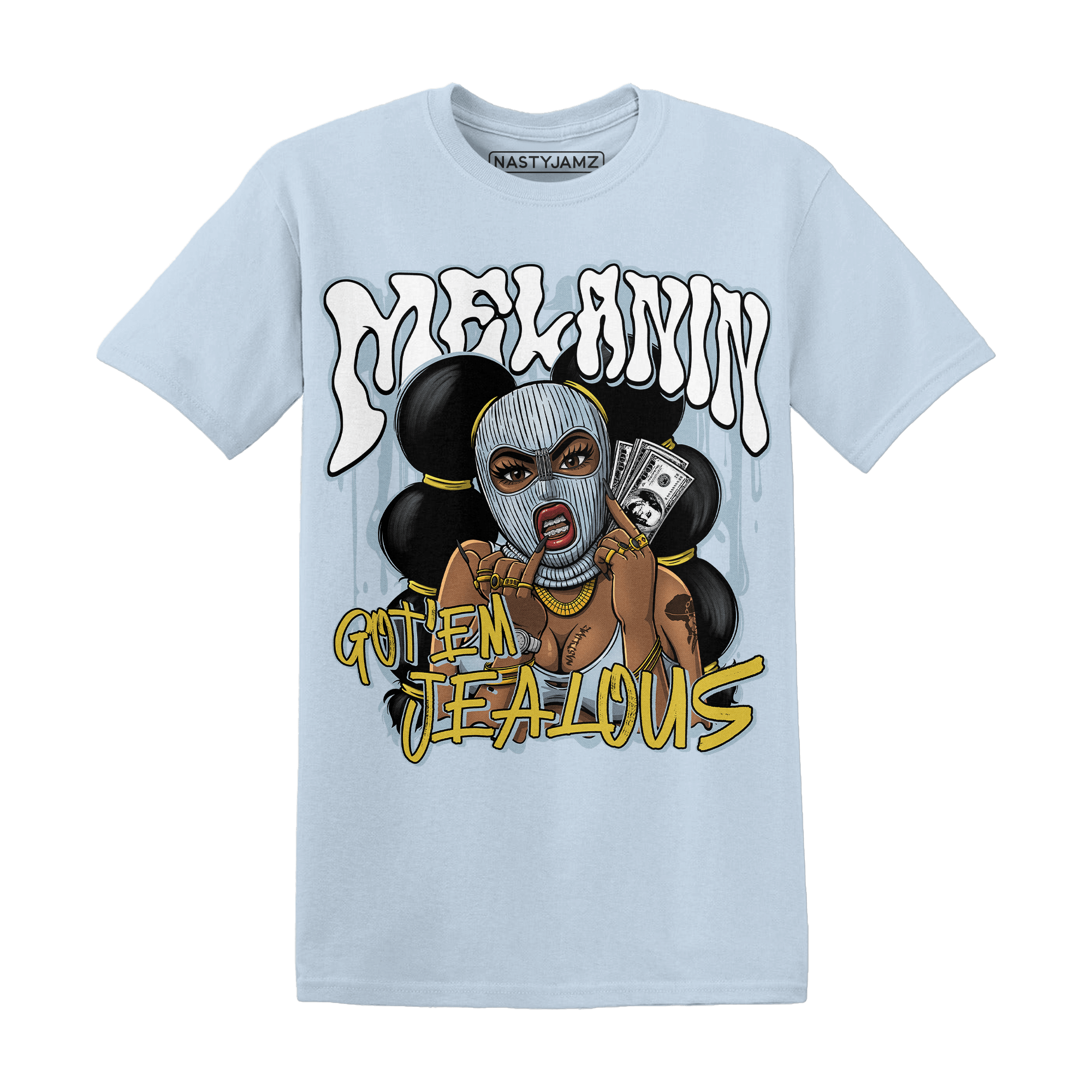 Blue Grey 13s T Shirt Match Melanin Got Em Jealous - NastyJamz