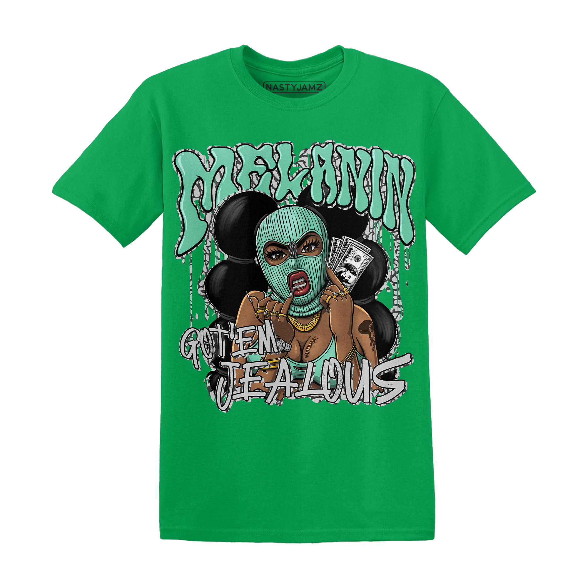 Green Glow 3s T Shirt Match Melanin Got Em Jealous - NastyJamz