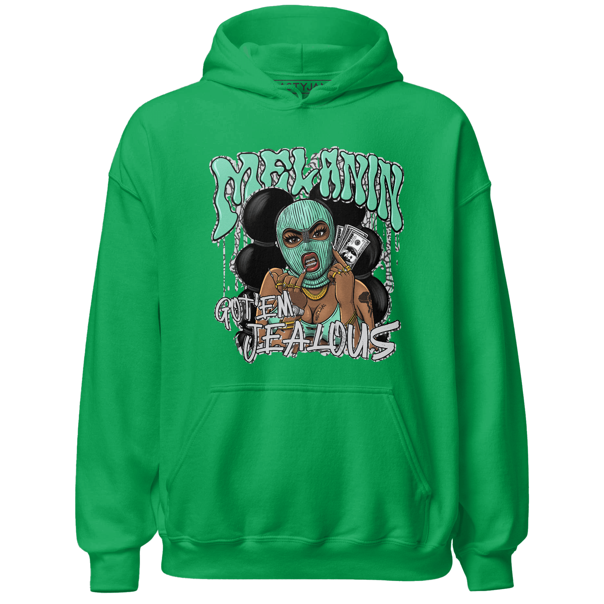 Green Glow 3s Hoodie Match Melanin Got Em Jealous - NastyJamz