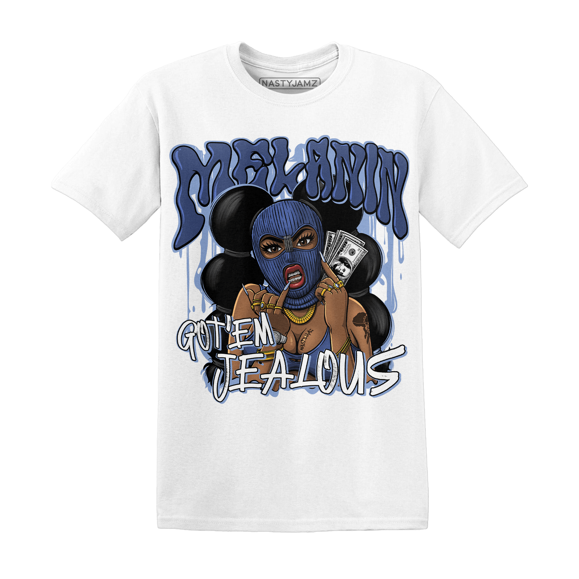 Midnight Navy 5s T Shirt Match Melanin Got Em Jealous - NastyJamz