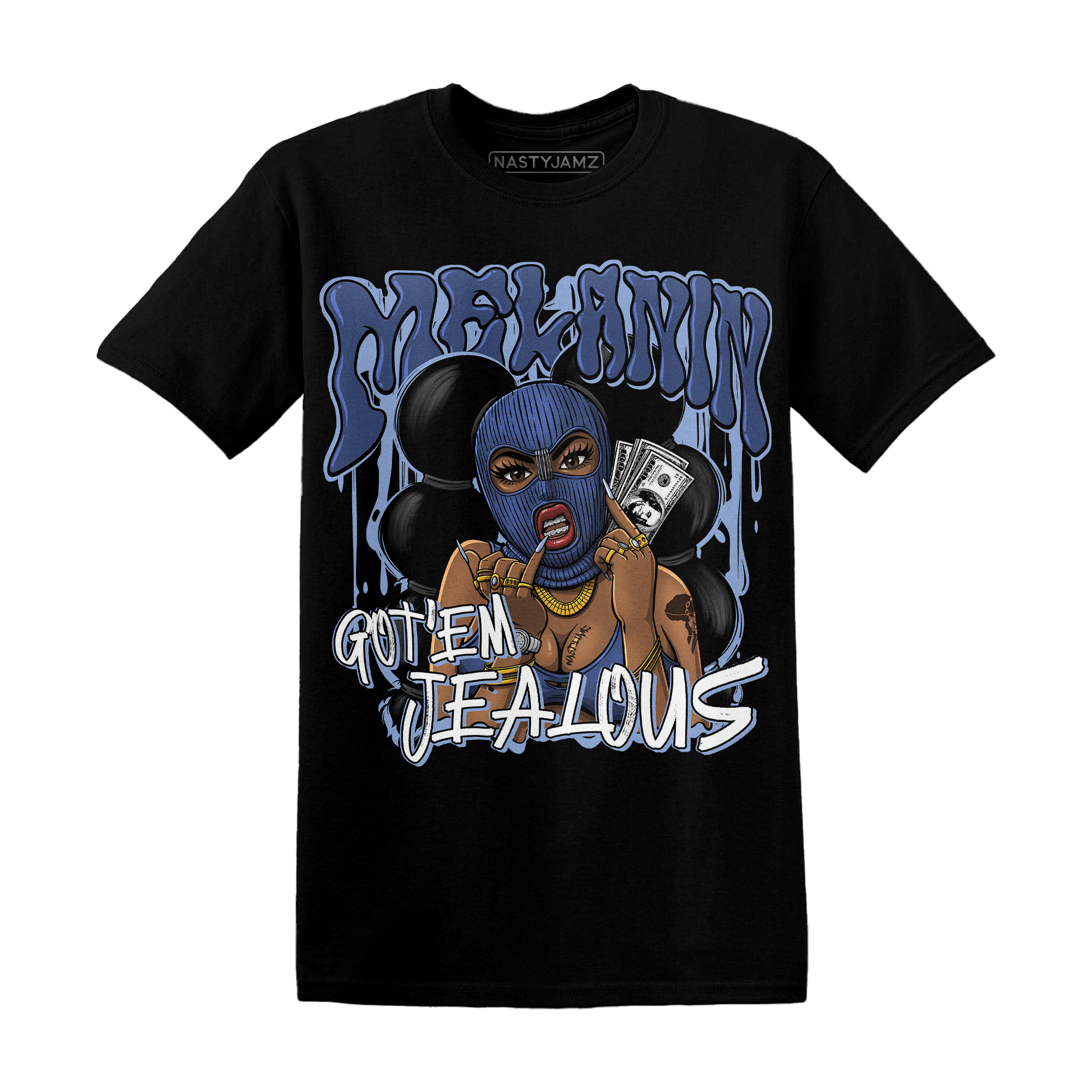 Midnight Navy 5s T Shirt Match Melanin Got Em Jealous - NastyJamz