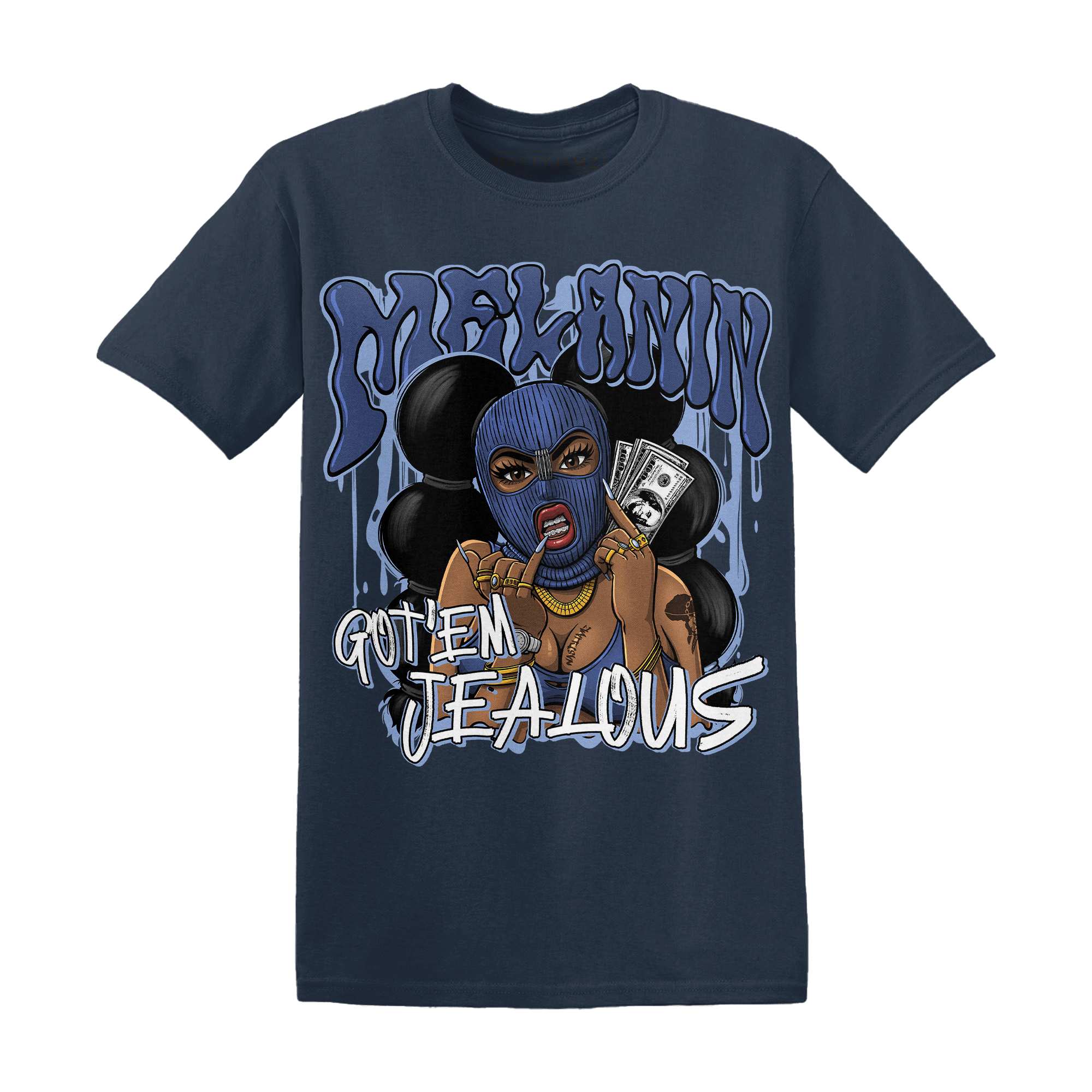 Midnight Navy 5s T Shirt Match Melanin Got Em Jealous - NastyJamz