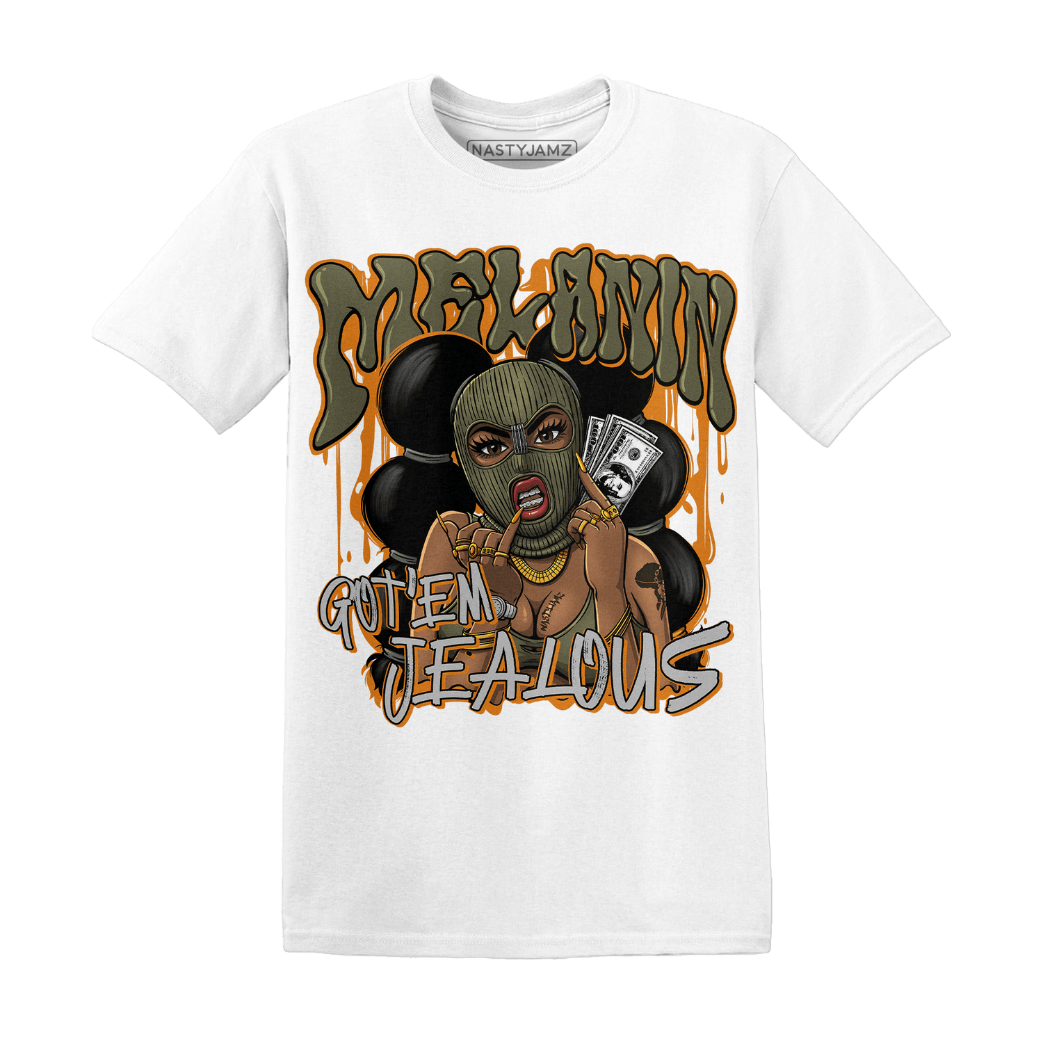 Olive 5s T Shirt Match Melanin Got Em Jealous - NastyJamz