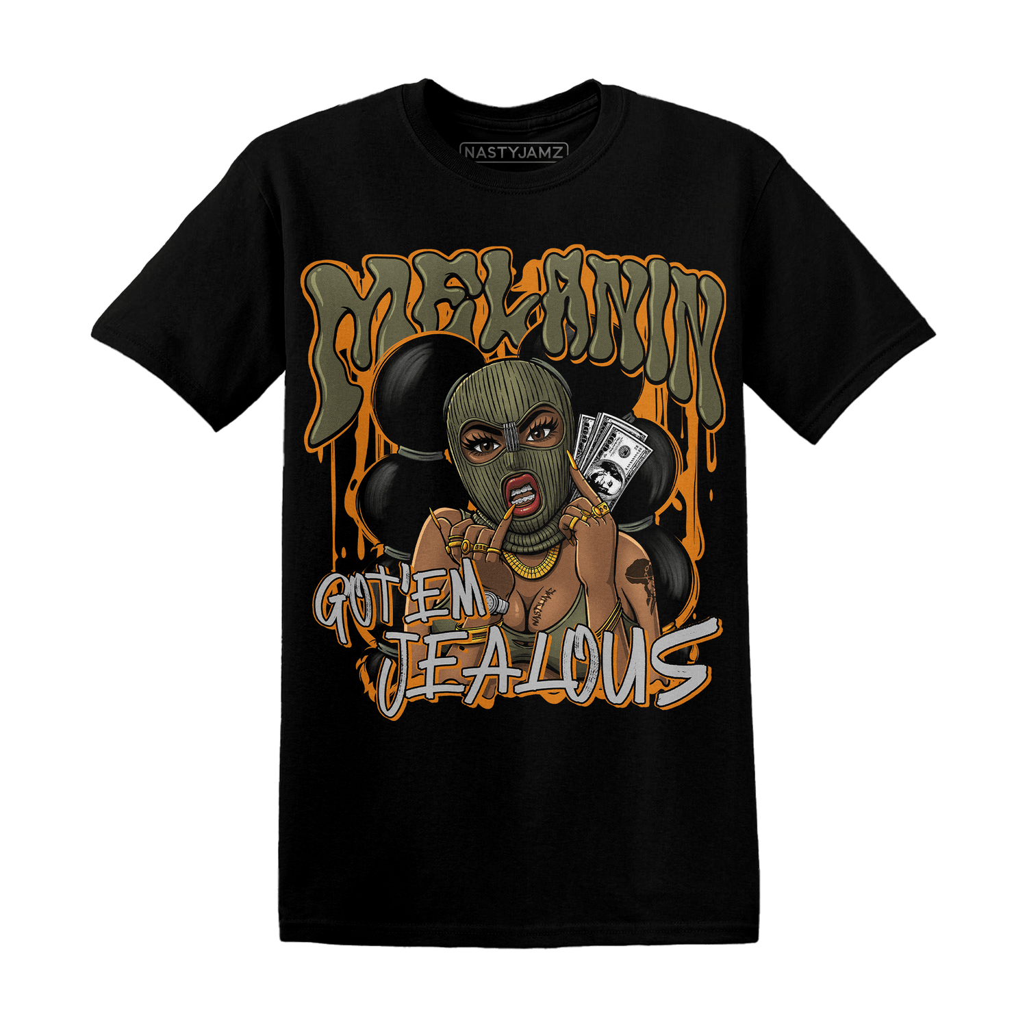 Olive 5s T Shirt Match Melanin Got Em Jealous - NastyJamz