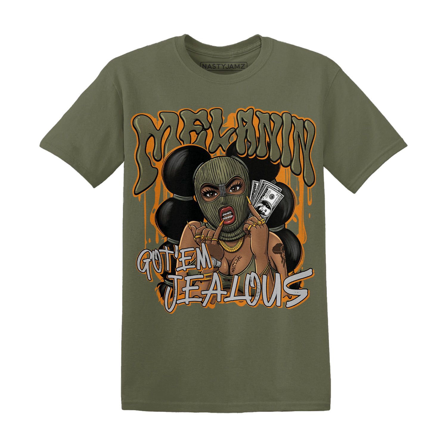 Olive 5s T Shirt Match Melanin Got Em Jealous - NastyJamz