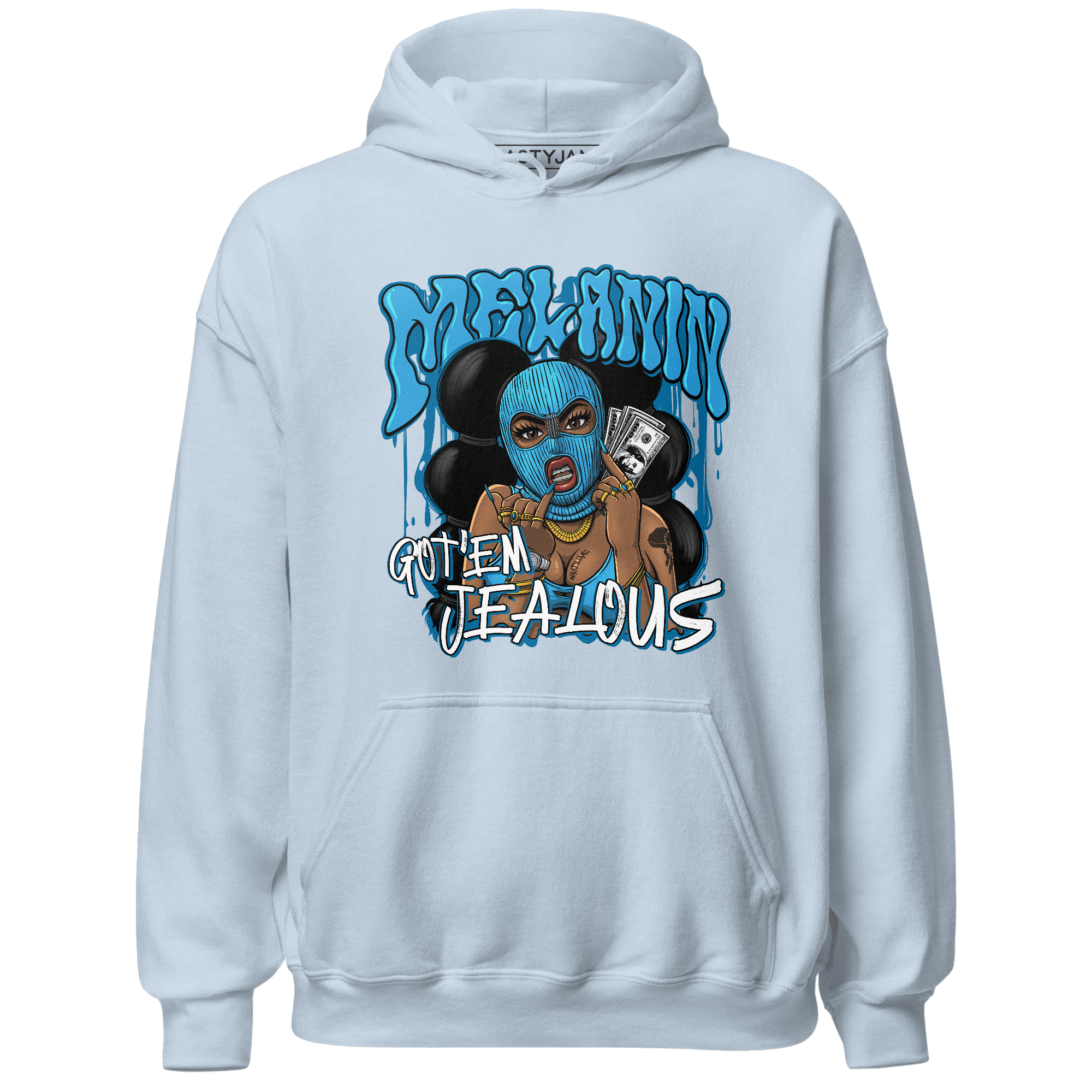 Powder Blue 9s Hoodie Match Melanin Got Em Jealous - NastyJamz