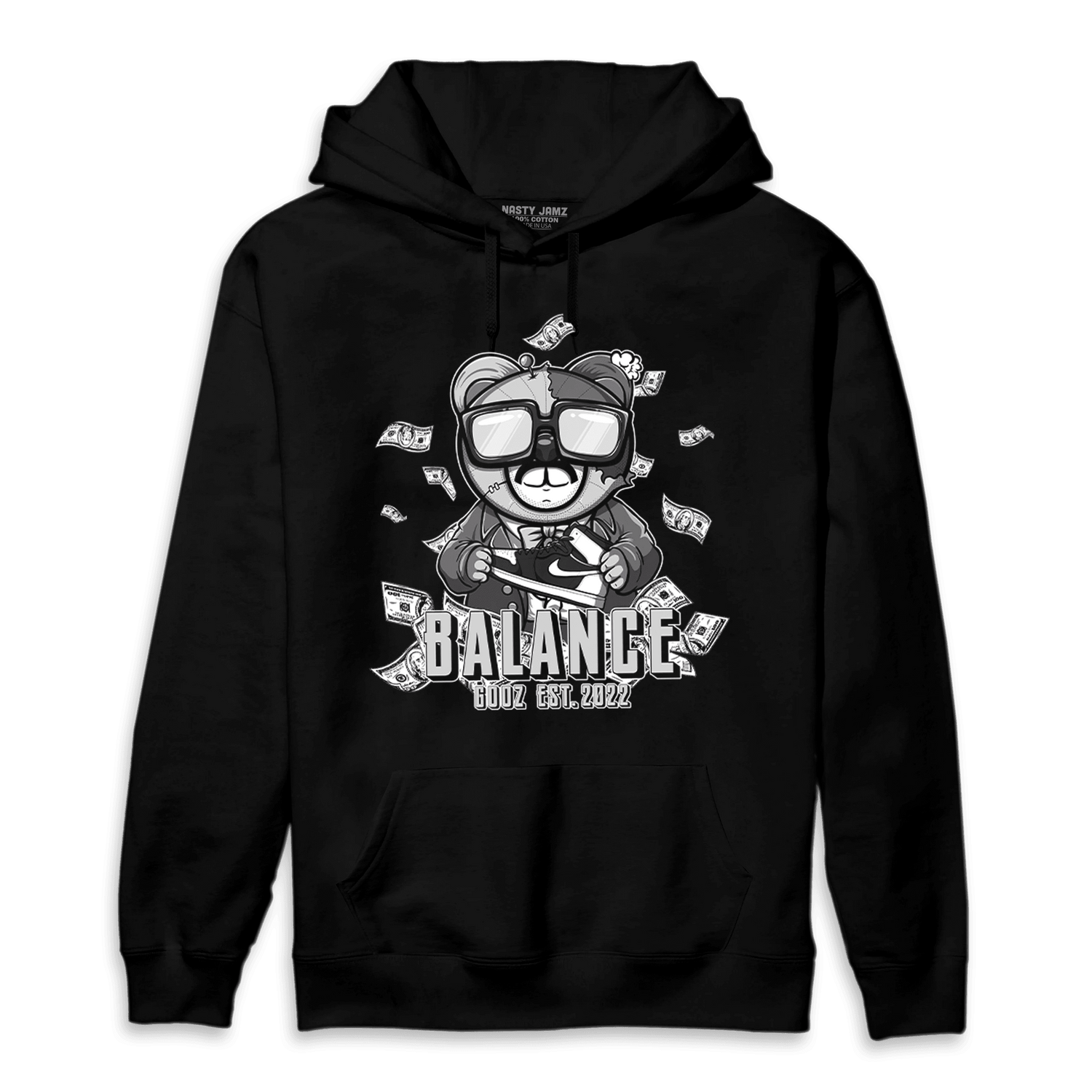 Retro High OG Black White 1s Hoodie Match Men BER - NastyJamz