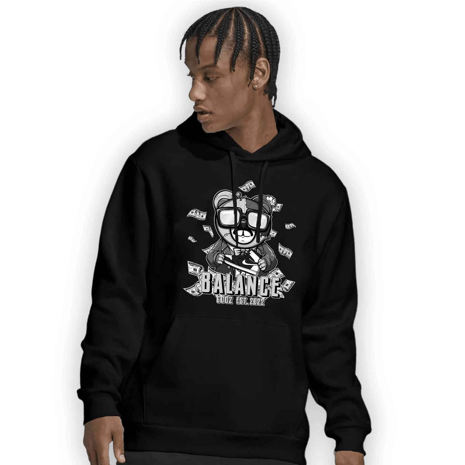 Retro High OG Black White 1s Hoodie Match Men BER - NastyJamz