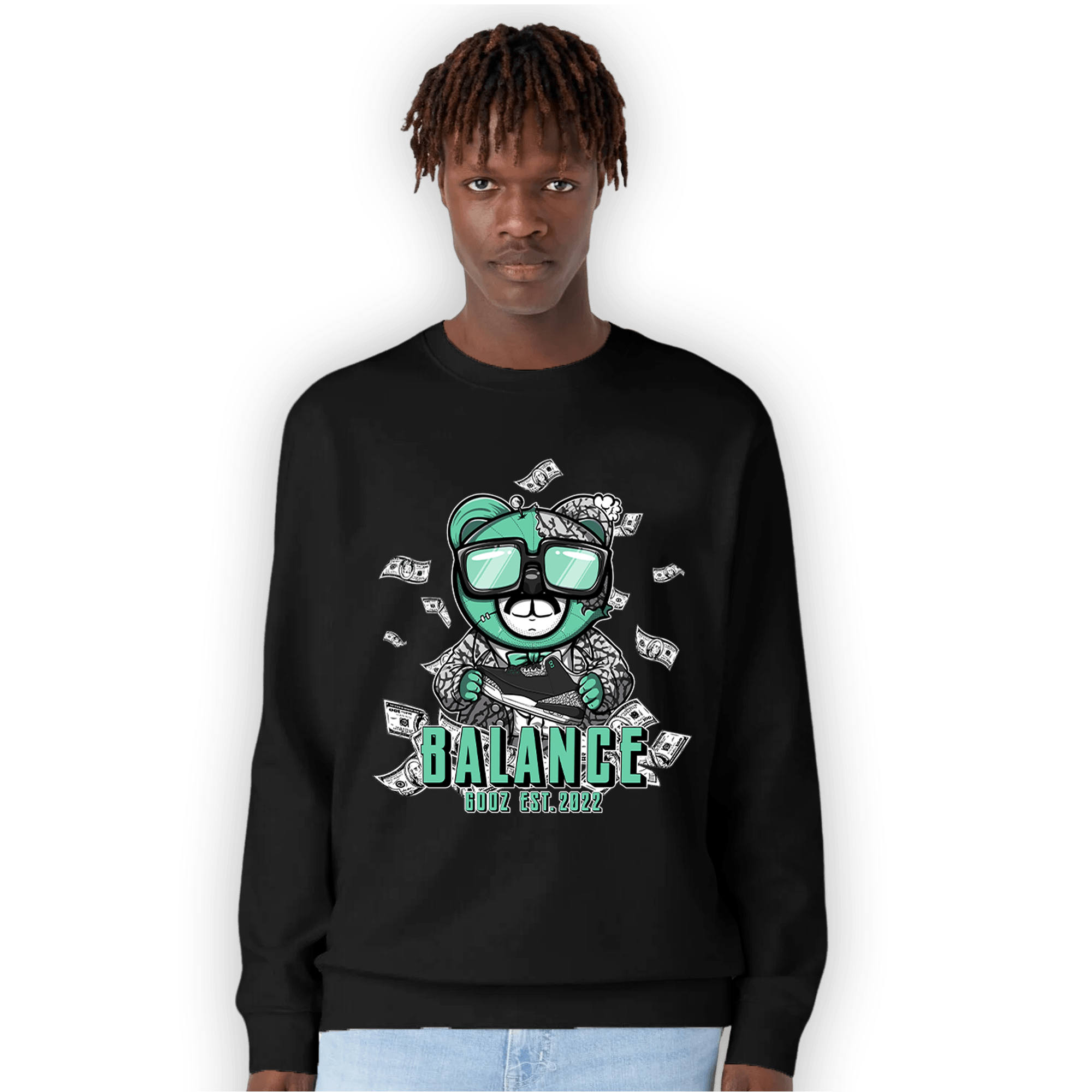 Green Glow 3s Sweatshirt Match Men BER - NastyJamz