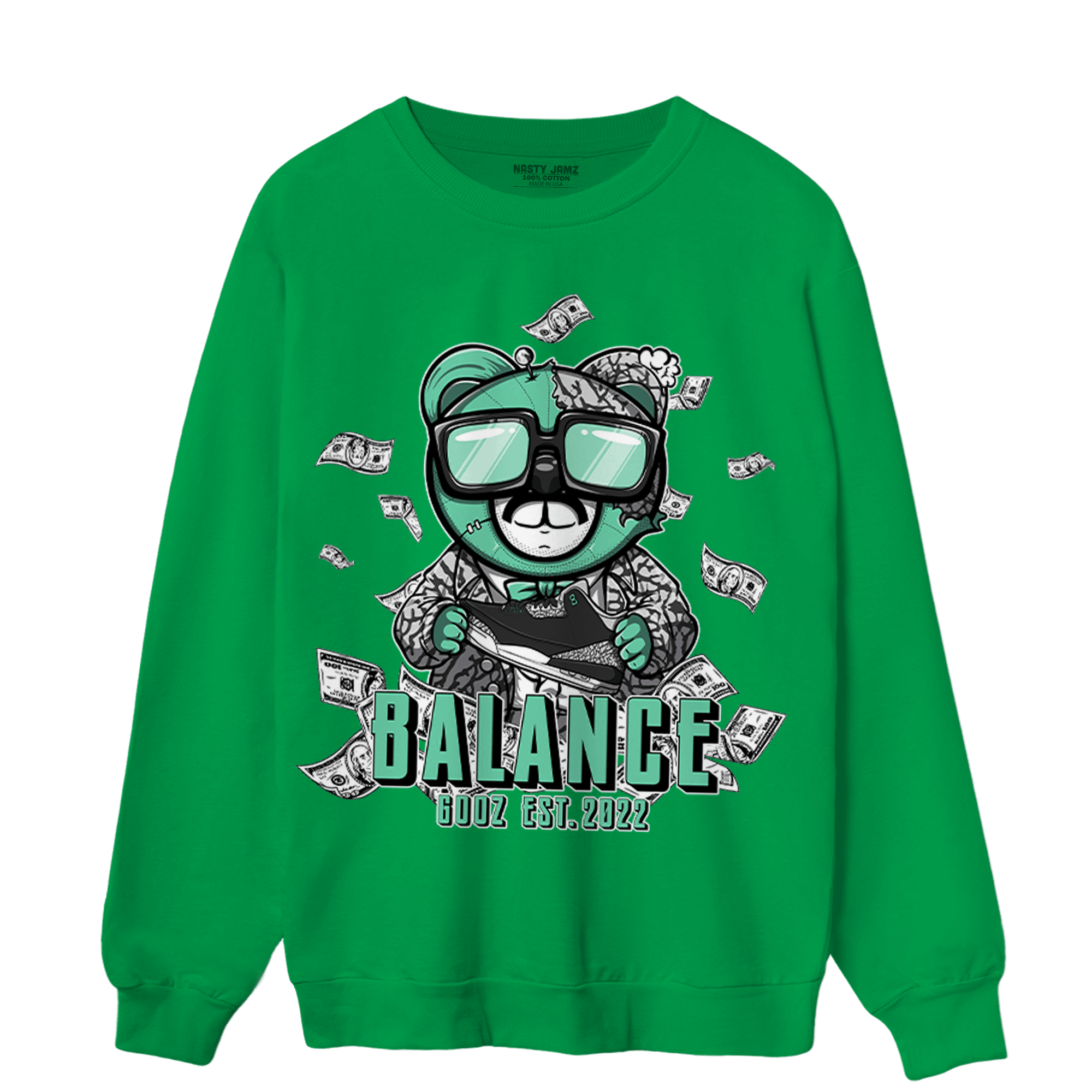 Green Glow 3s Sweatshirt Match Men BER - NastyJamz