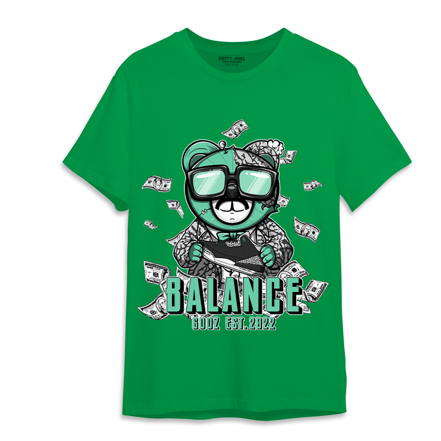 Green Glow 3s T Shirt Match Men BER - NastyJamz