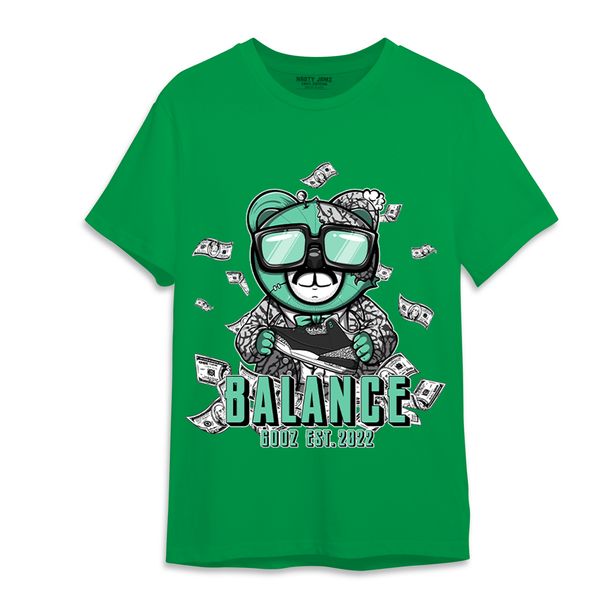 Green Glow 3s T Shirt Match Men BER - NastyJamz