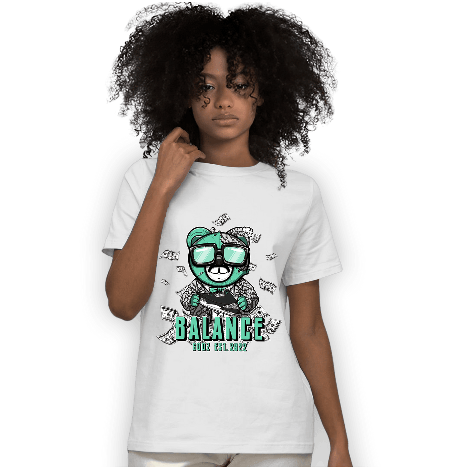 Green Glow 3s T Shirt Match Men BER - NastyJamz