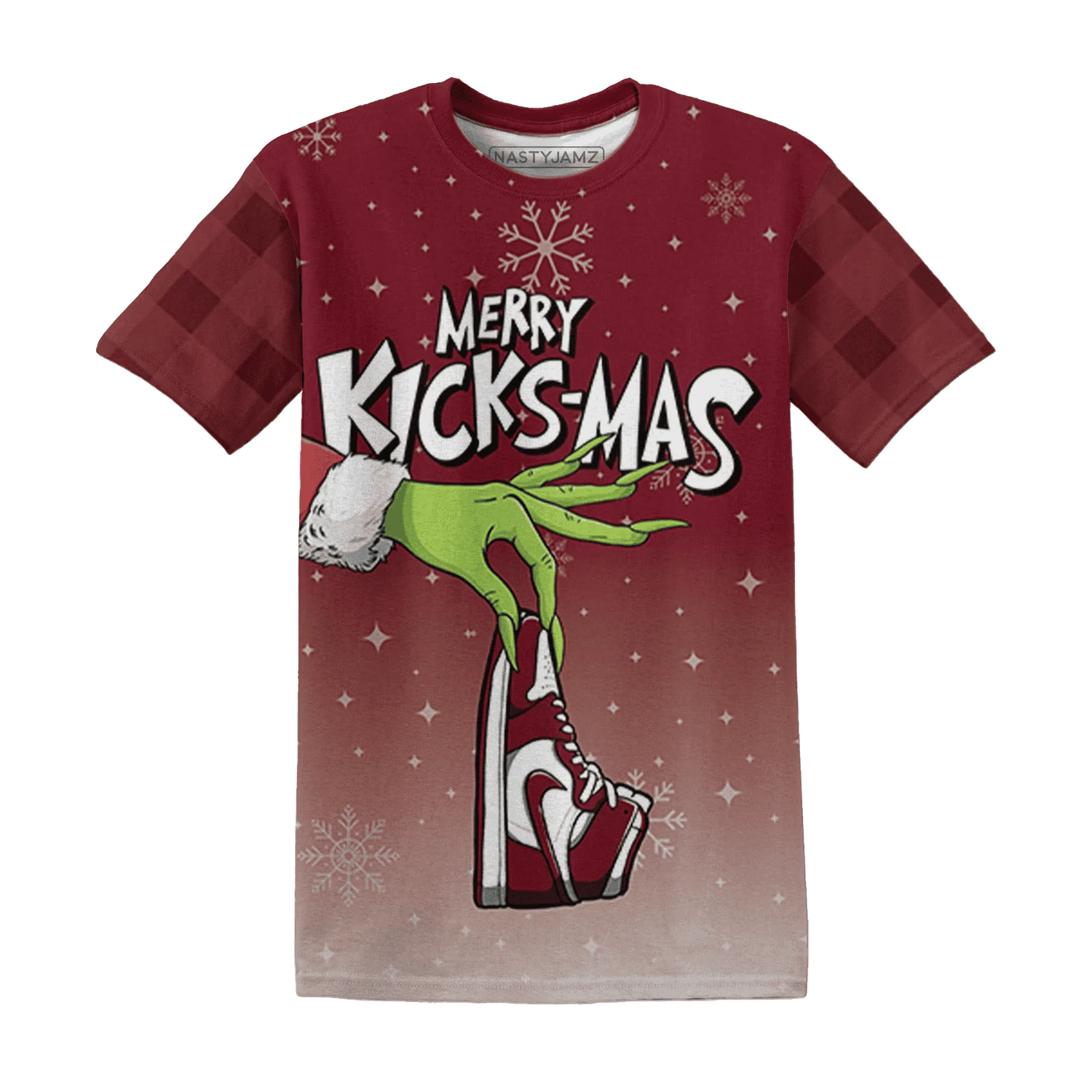 High-White-Team-Red-1s-NastyJamz-T-Shirt-Match-Merry-Kicksmas-3D