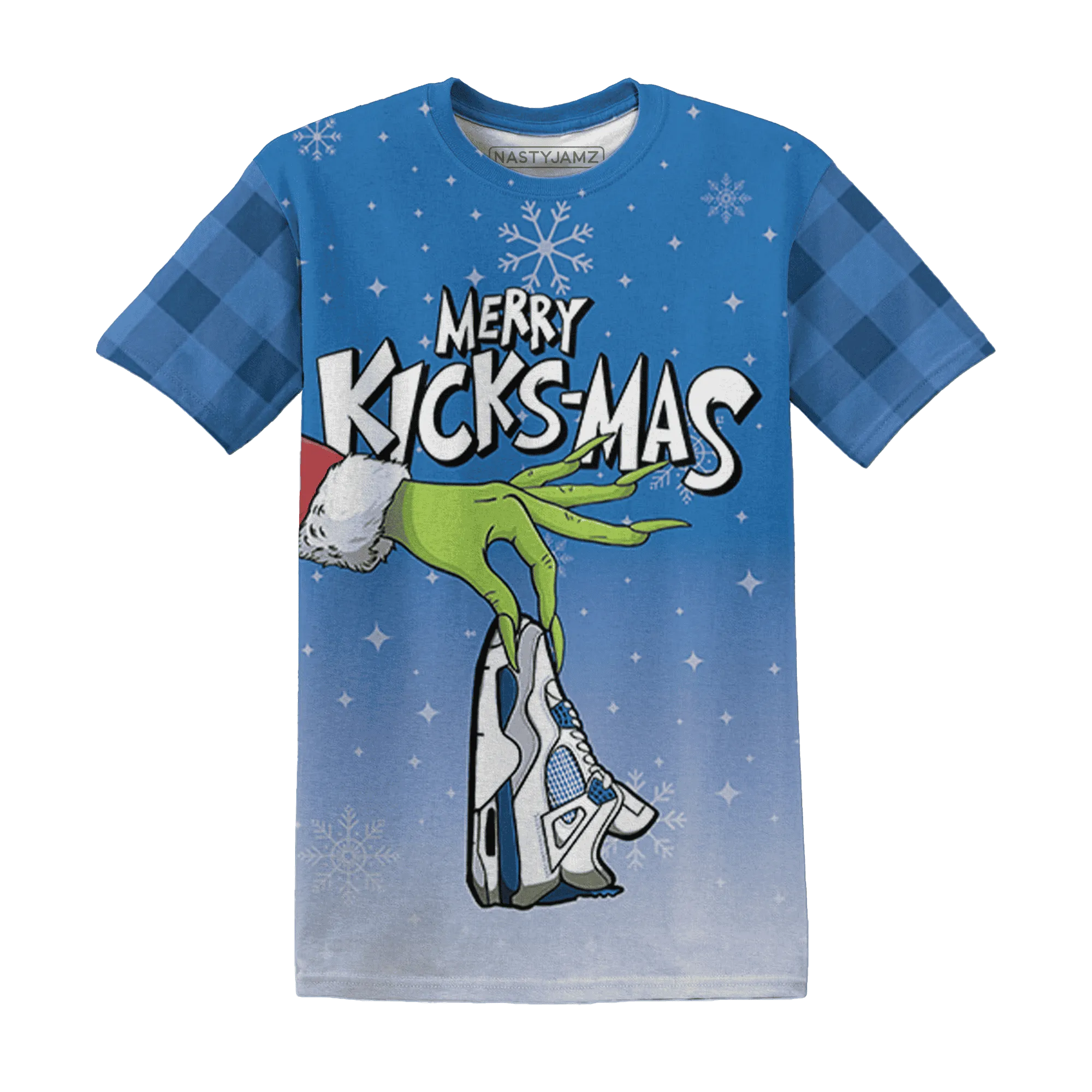 Industrial-Blue-4s-NastyJamz-T-Shirt-Match-Merry-Kicksmas-3D