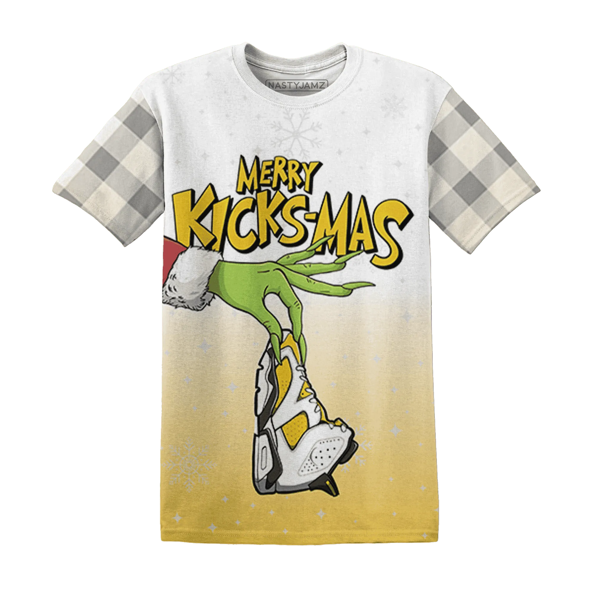 Yellow-Ochre-6s-NastyJamz-T-Shirt-Match-Merry-Kicksmas-3D