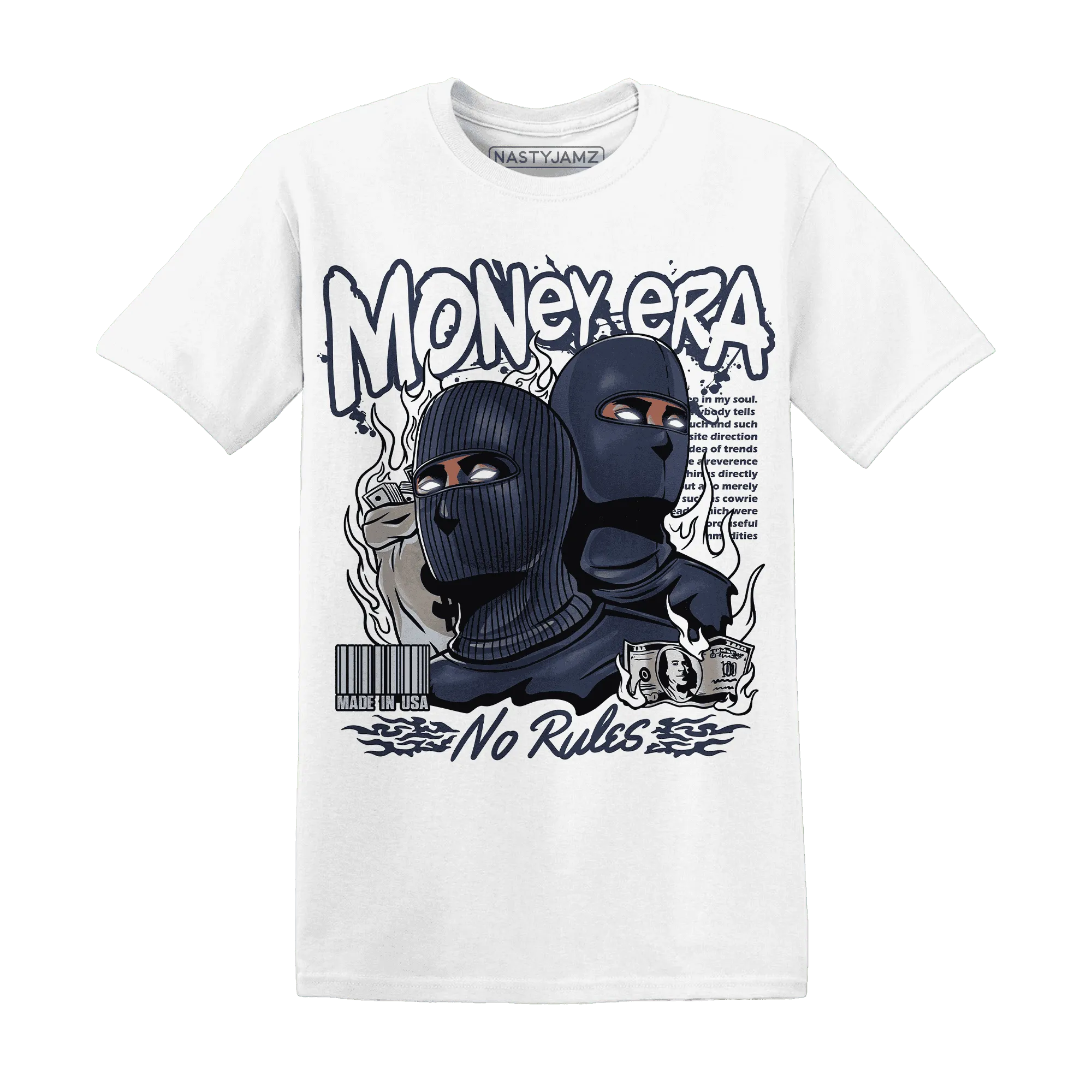 White-Navy-6s-T-Shirt-Match-Money-Era