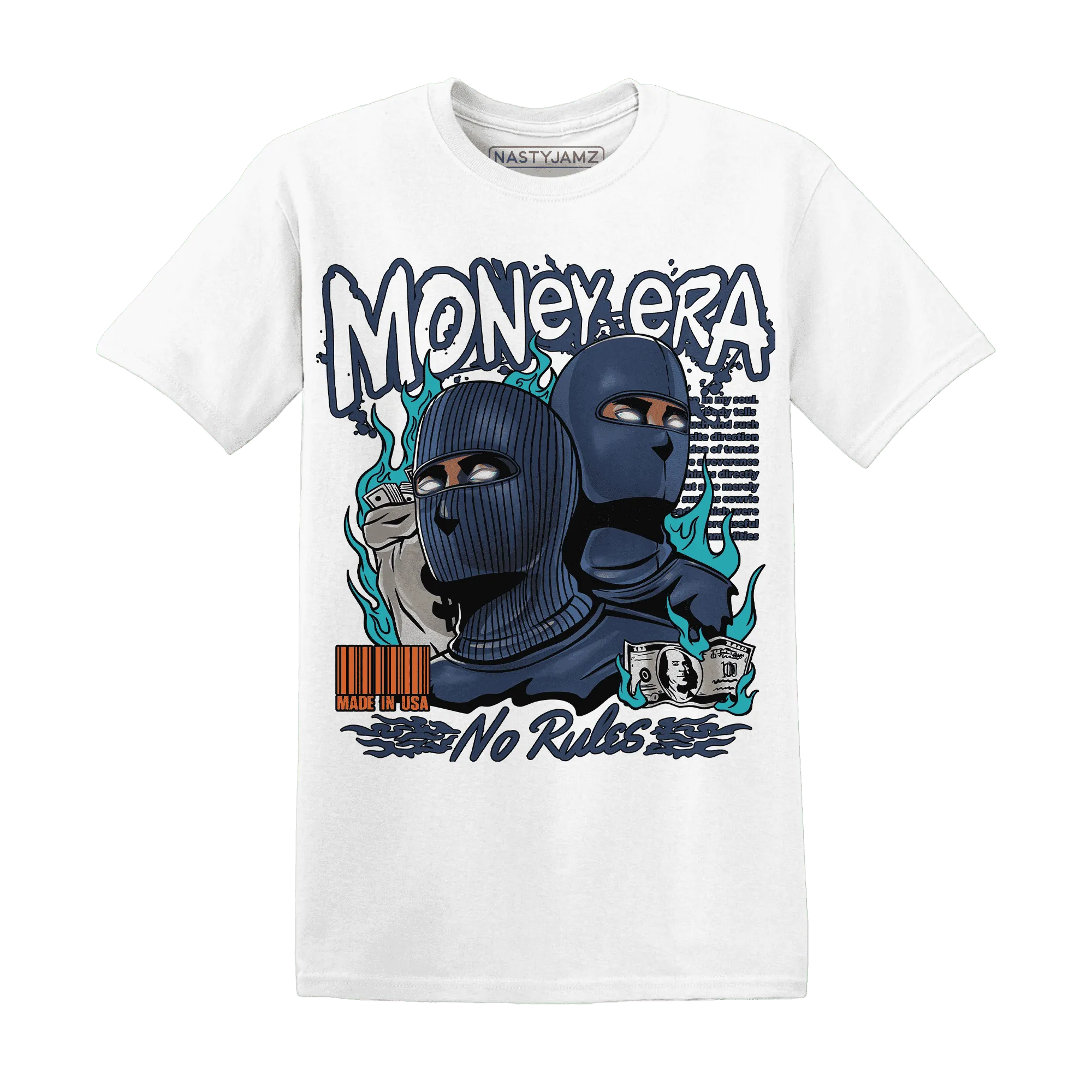 NastyJamz-AM-Plus-Drift-Midnight-Navy-Total-Orange-Dusty-Cactus-T-Shirt-Match-Money-Era