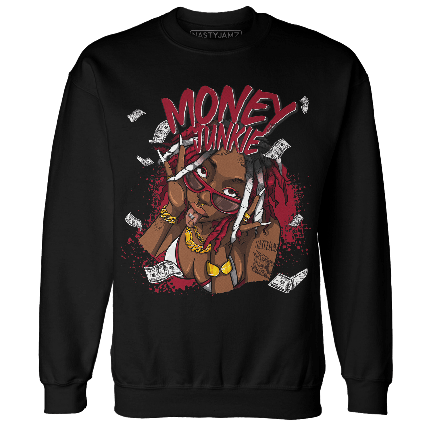 Retro Red Taxi 12s Sweatshirt Match Money Junkie - NastyJamz