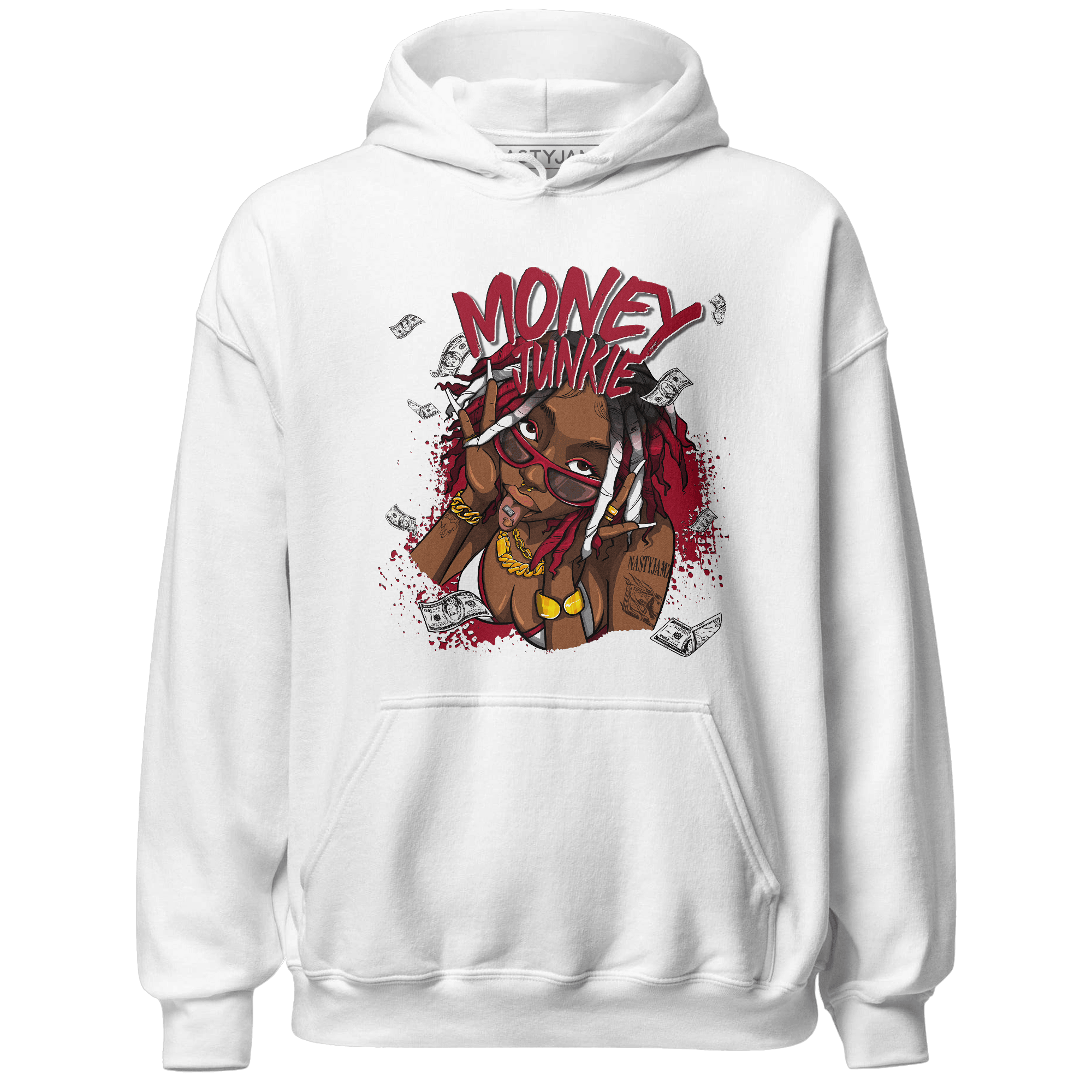 Retro Red Taxi 12s Hoodie Match Money Junkie - NastyJamz