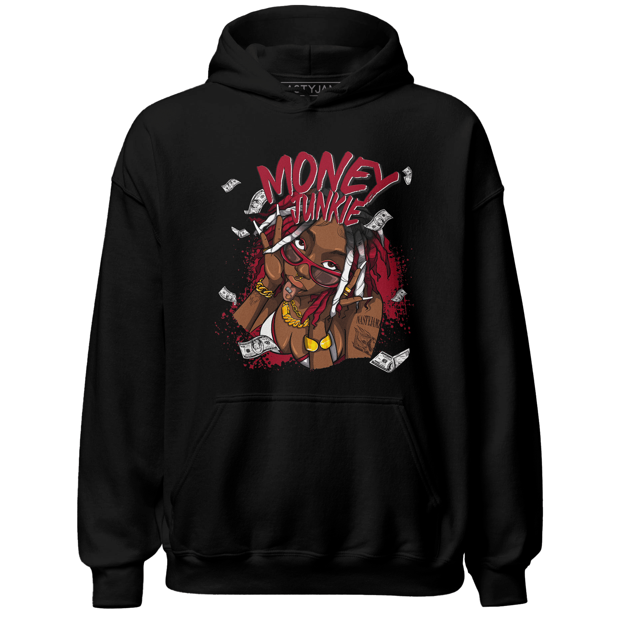 Retro Red Taxi 12s Hoodie Match Money Junkie - NastyJamz