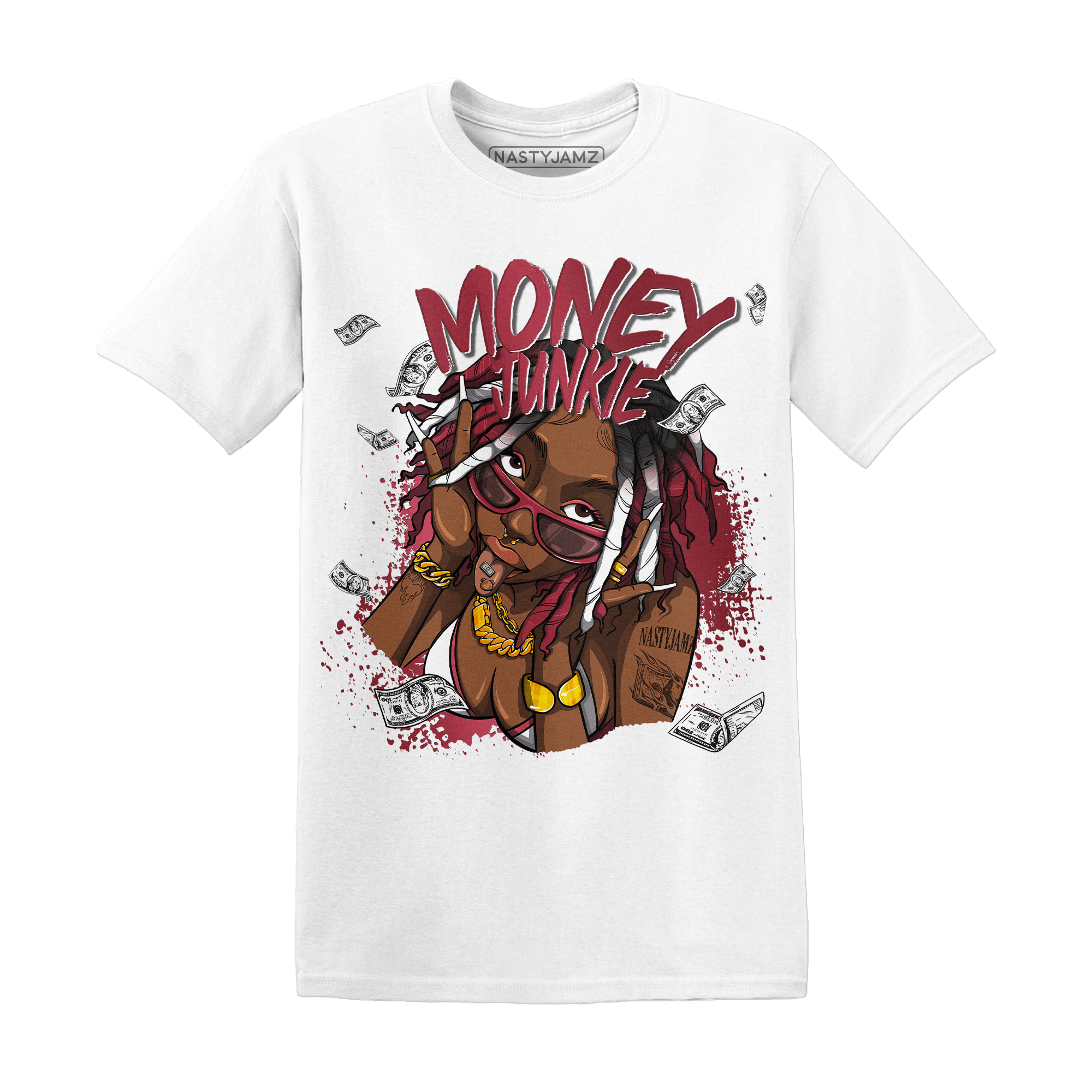 High 85 Metallic Burgundy 1s T Shirt Match Money Junkie - NastyJamz