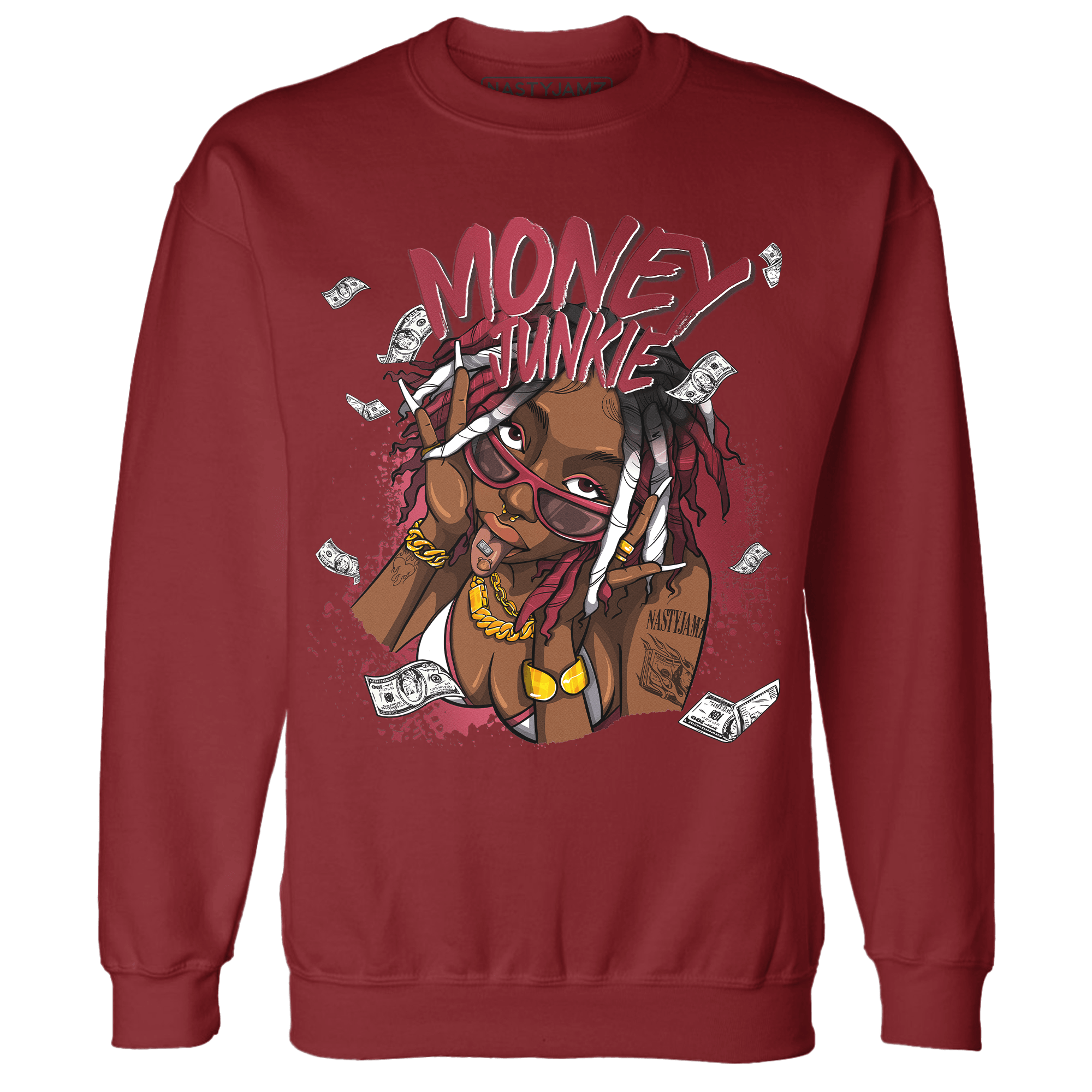 High 85 Metallic Burgundy 1s Sweatshirt Match Money Junkie - NastyJamz