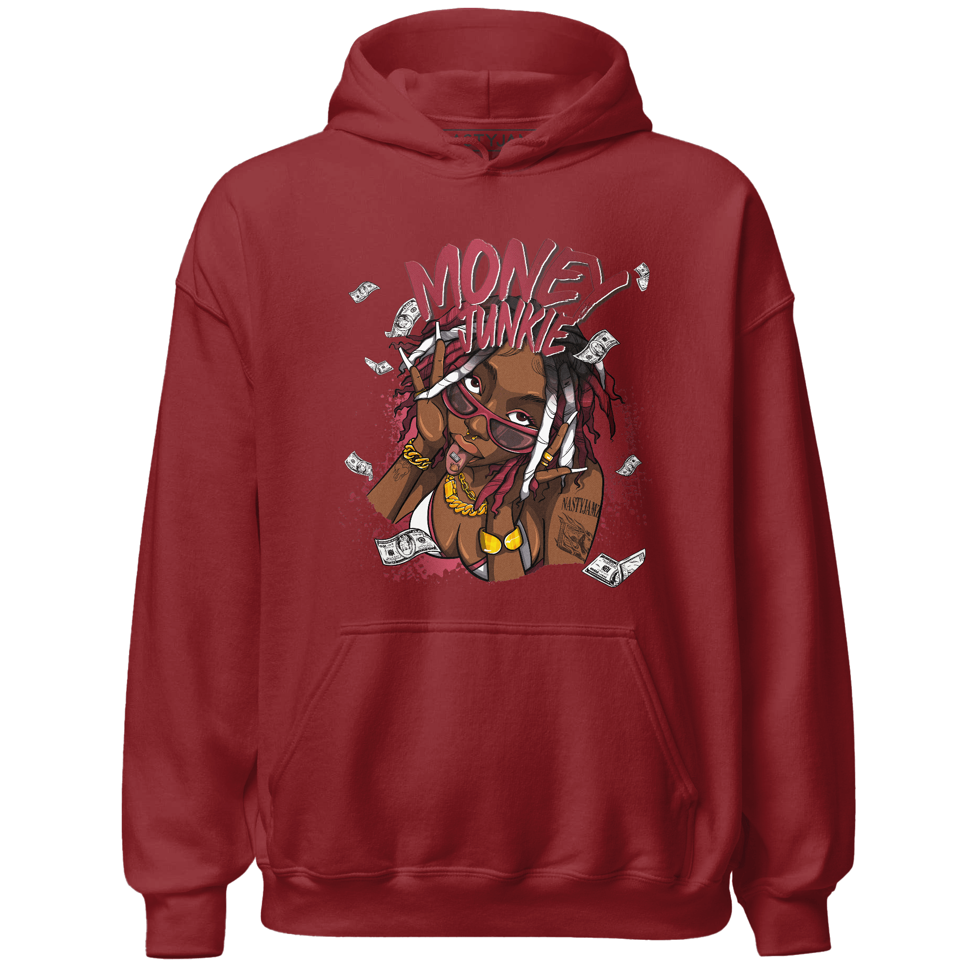 High 85 Metallic Burgundy 1s Hoodie Match Money Junkie - NastyJamz