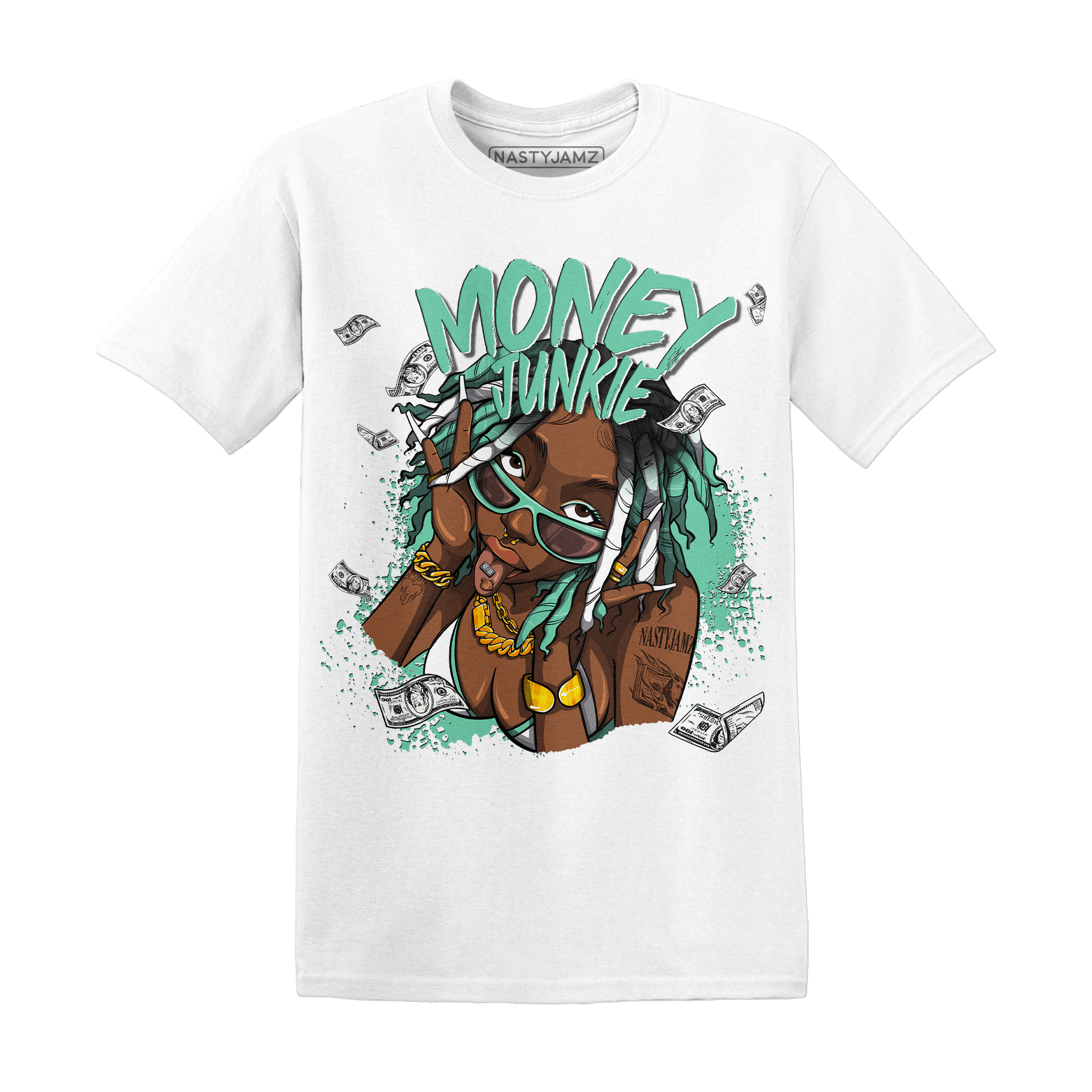 High OG Green Glow 1s T Shirt Match Money Junkie - NastyJamz