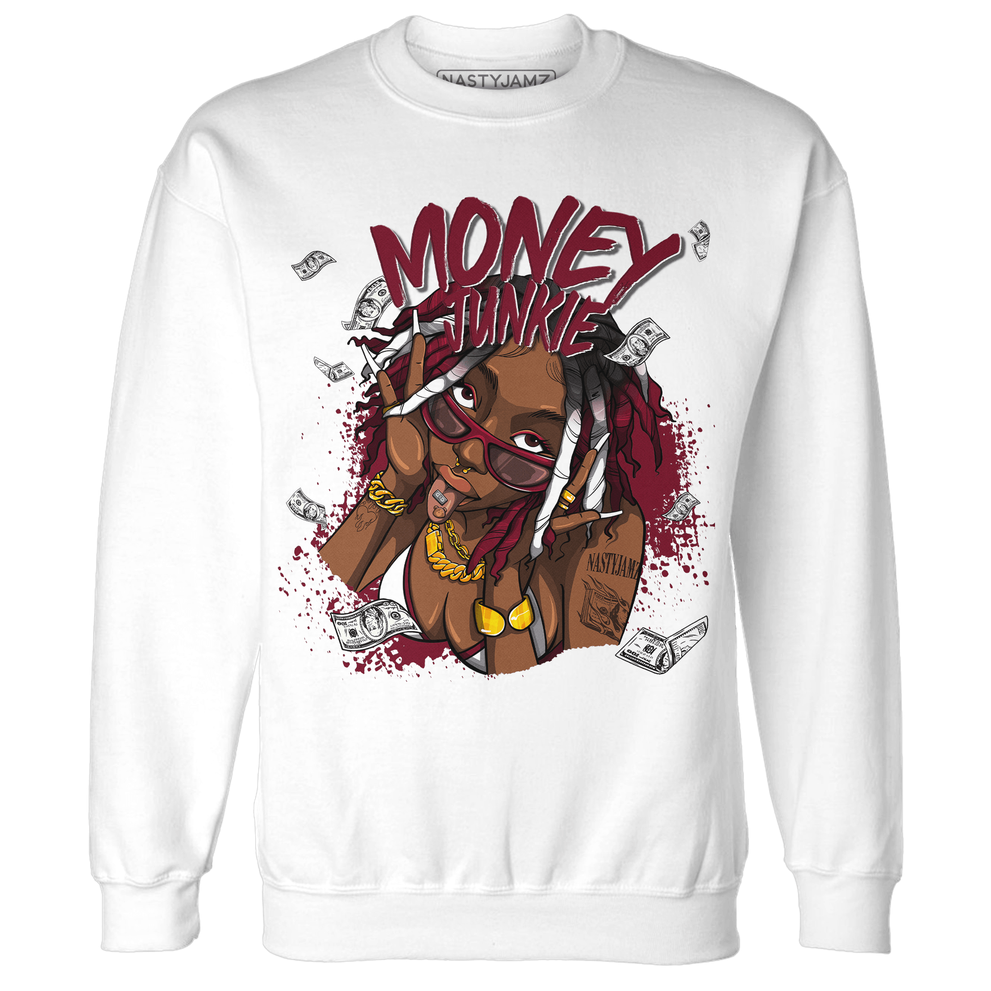 High White Team Red 1s Sweatshirt Match Money Junkie - NastyJamz