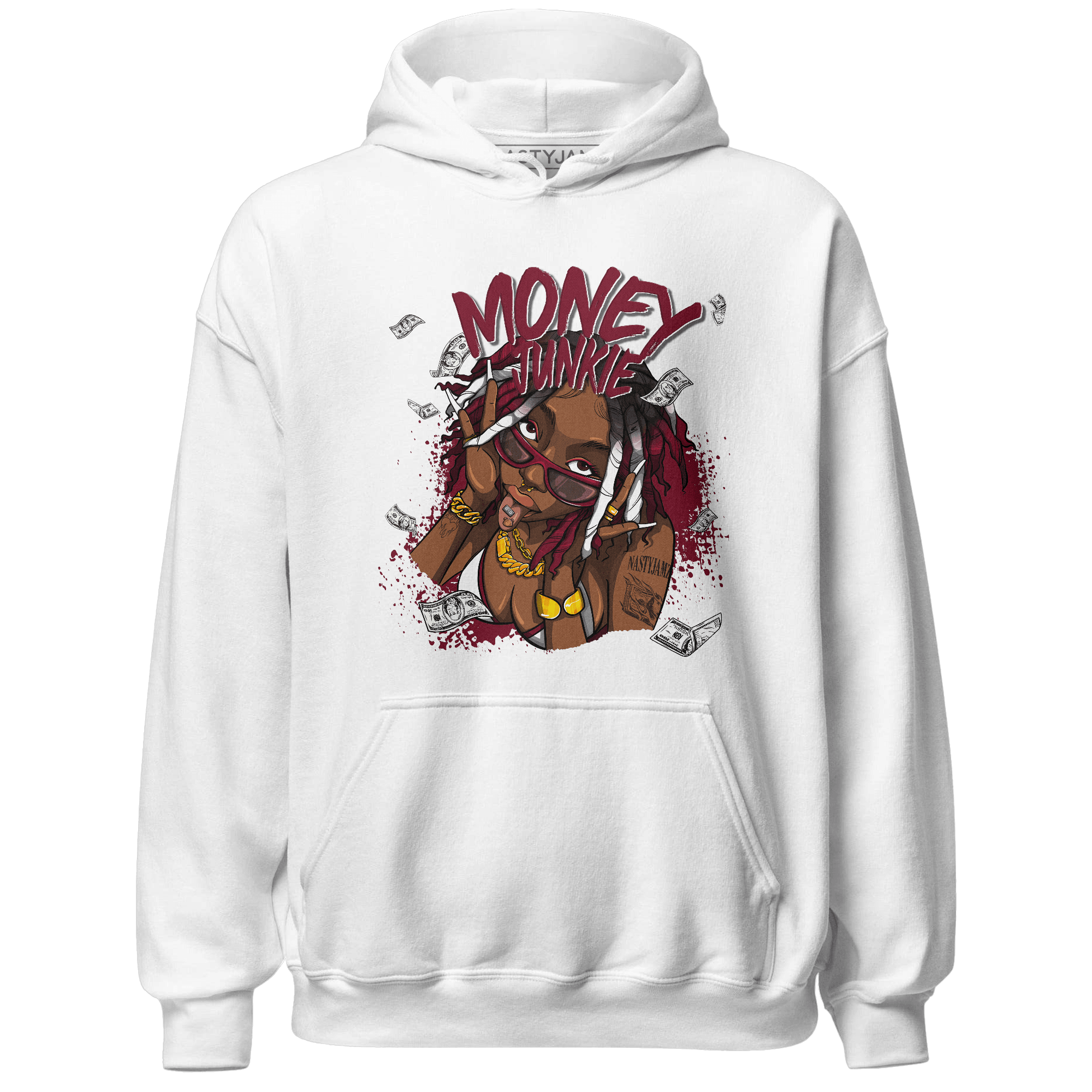 High White Team Red 1s Hoodie Match Money Junkie - NastyJamz