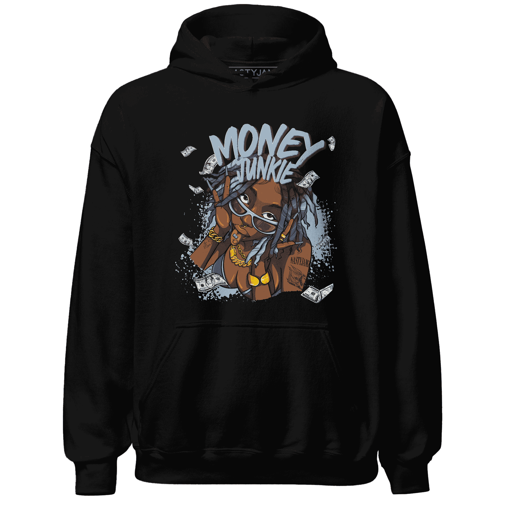 Mid Diffused Blue Grey 1s Hoodie Match Money Junkie - NastyJamz