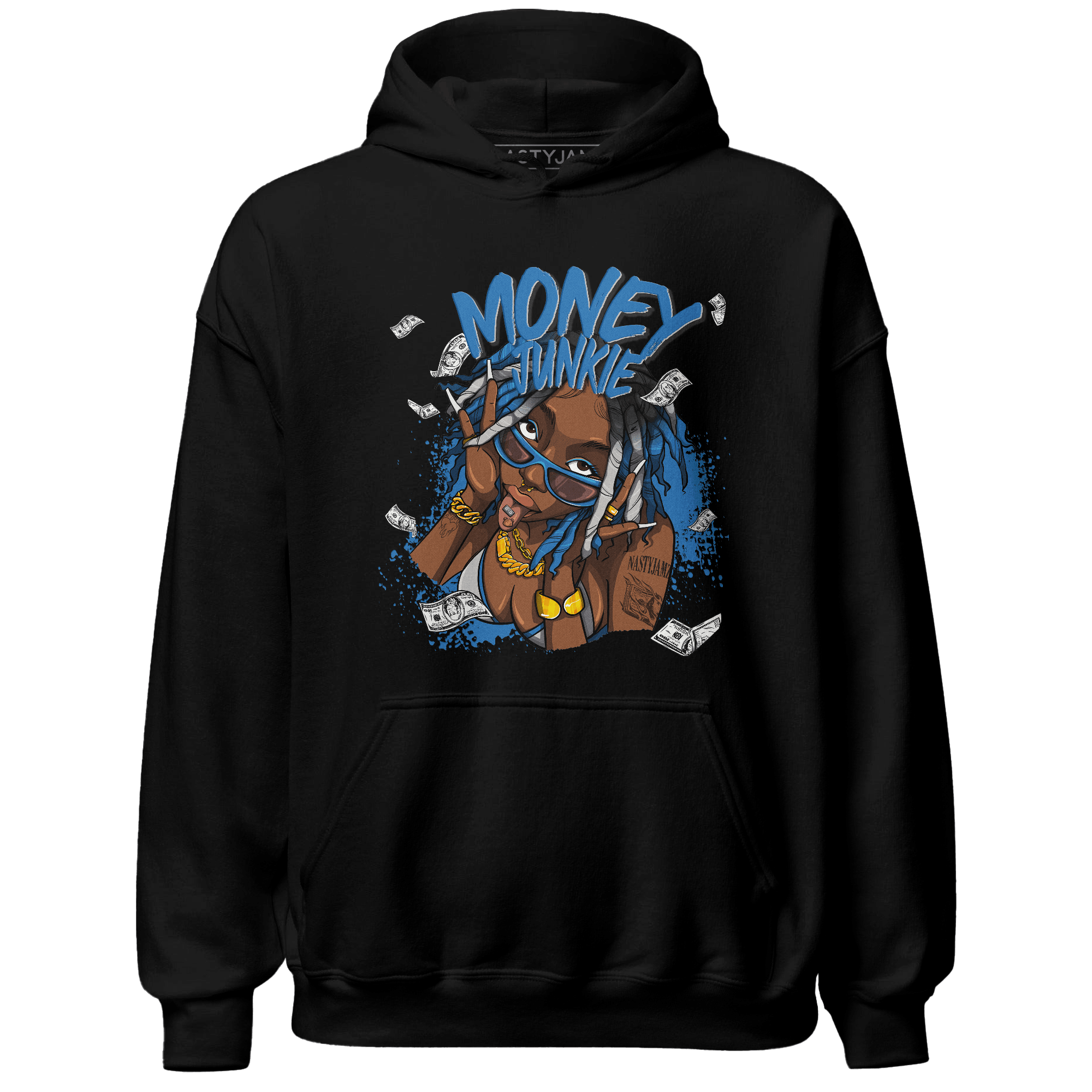 Industrial Blue 4s Hoodie Match Money Junkie - NastyJamz