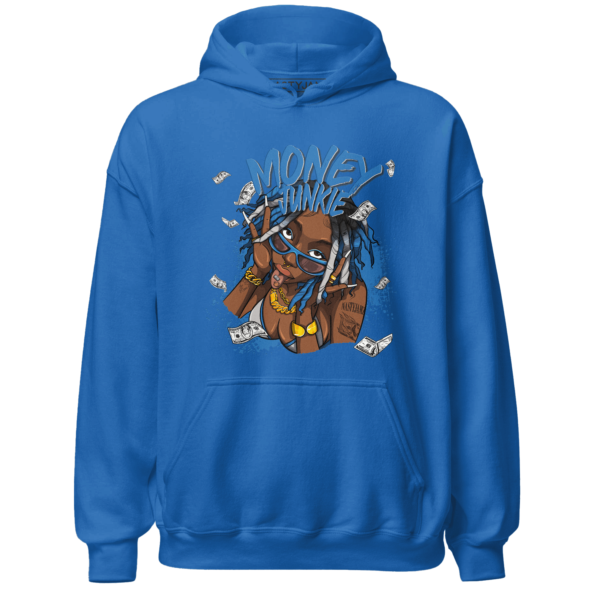 Industrial Blue 4s Hoodie Match Money Junkie - NastyJamz