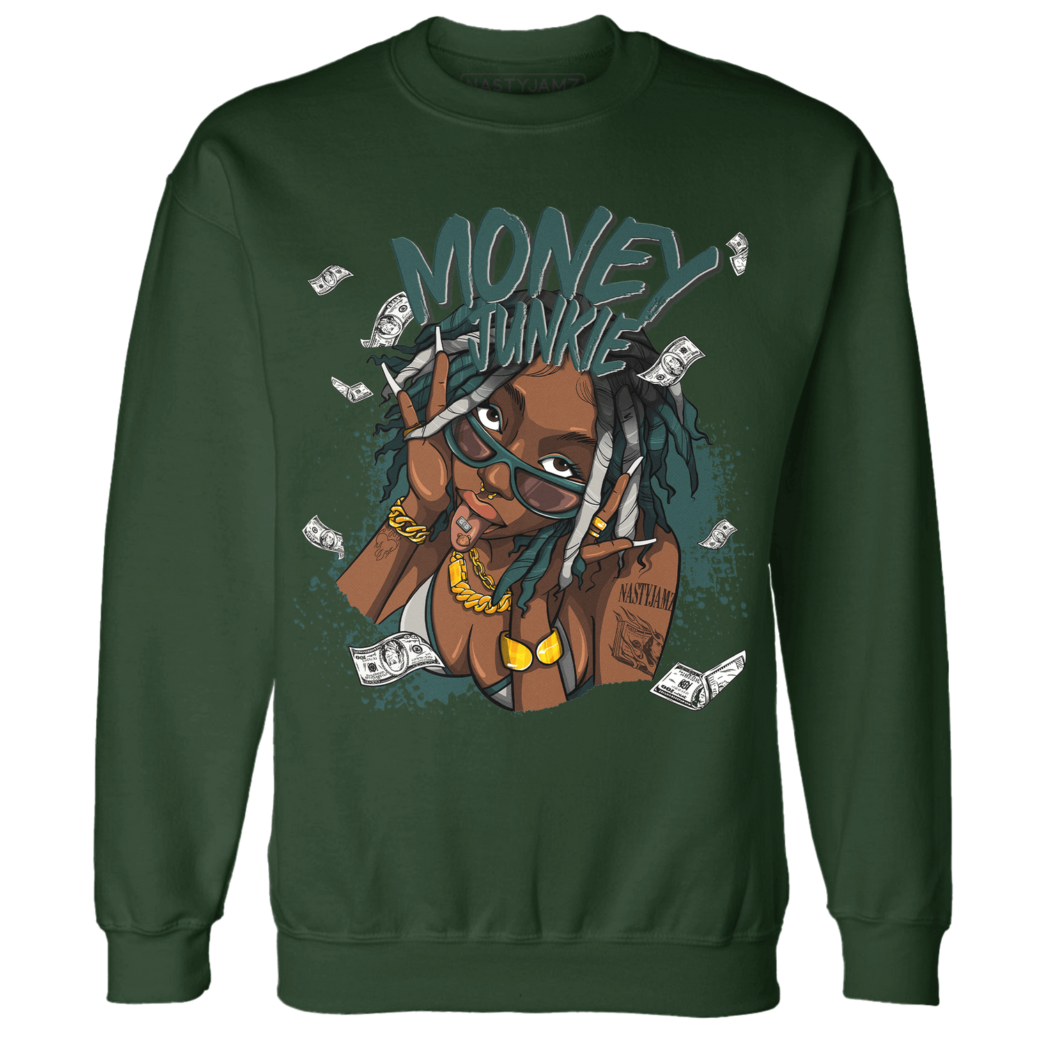 Oxidized Green 4s Sweatshirt Match Money Junkie - NastyJamz