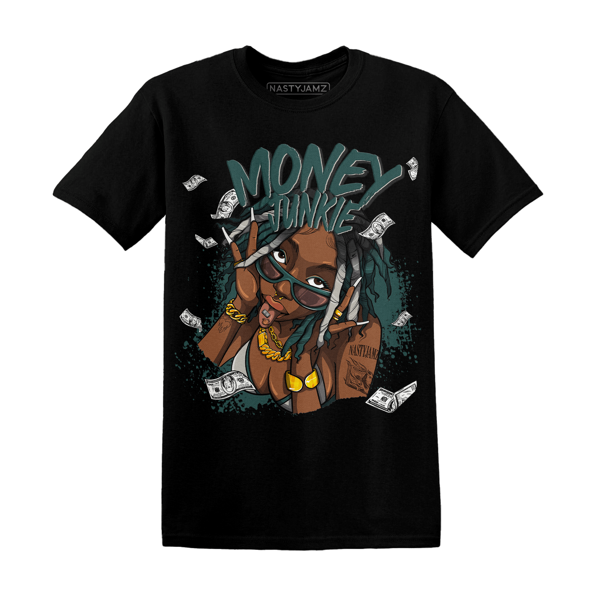 Oxidized Green 4s T Shirt Match Money Junkie - NastyJamz
