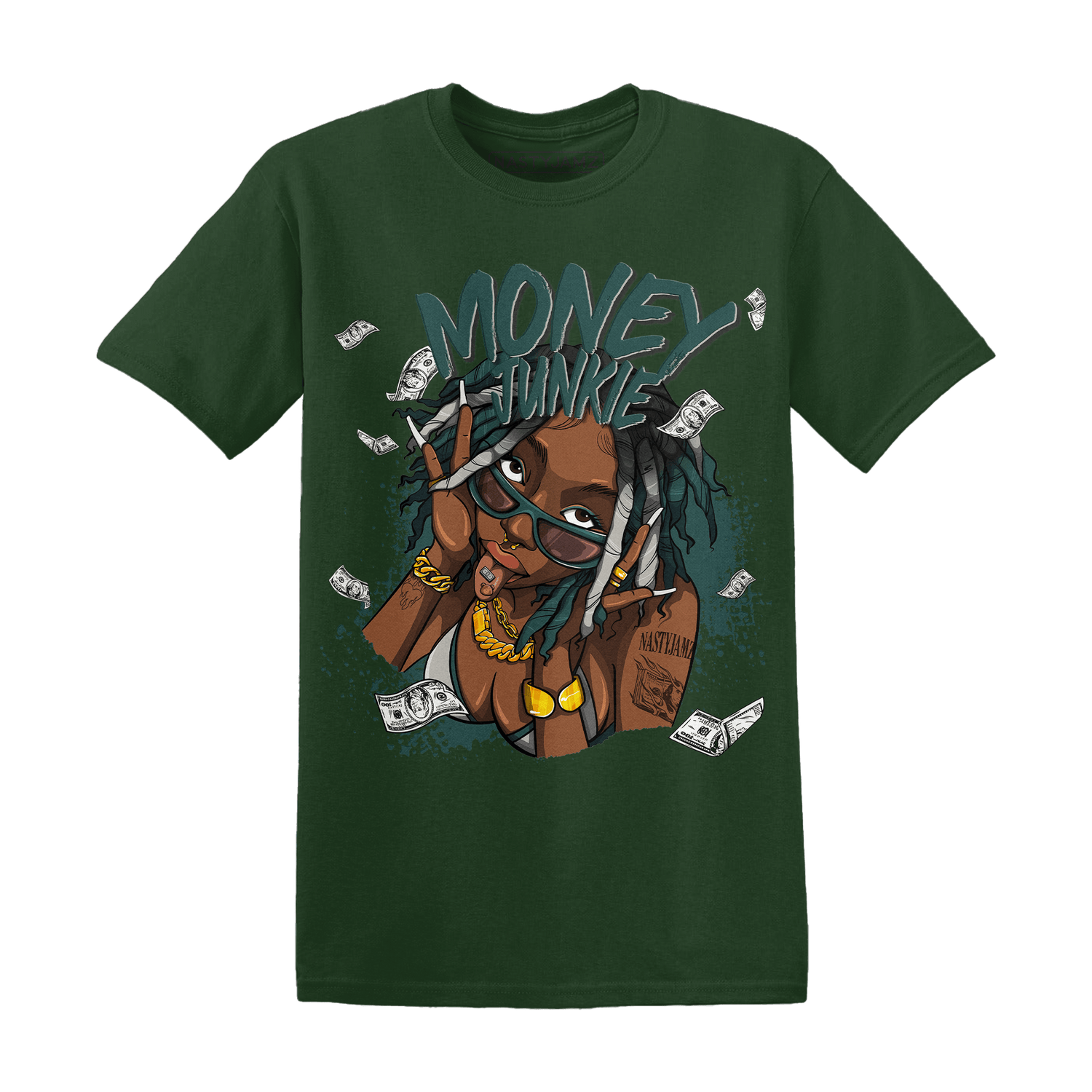 Oxidized Green 4s T Shirt Match Money Junkie - NastyJamz