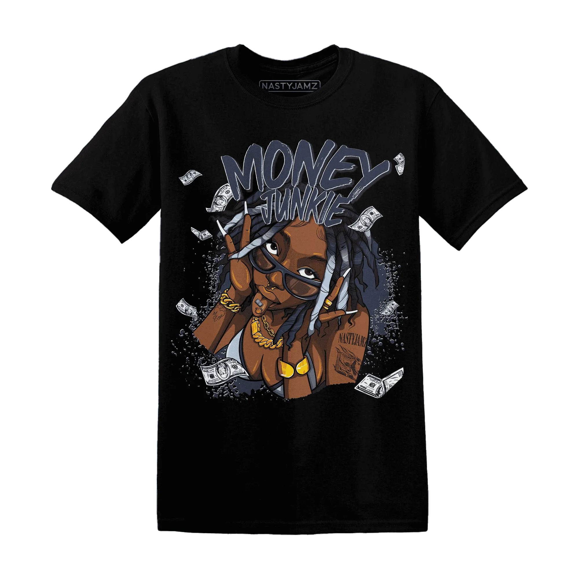 White-Navy-6s-T-Shirt-Match-Money-Junkie