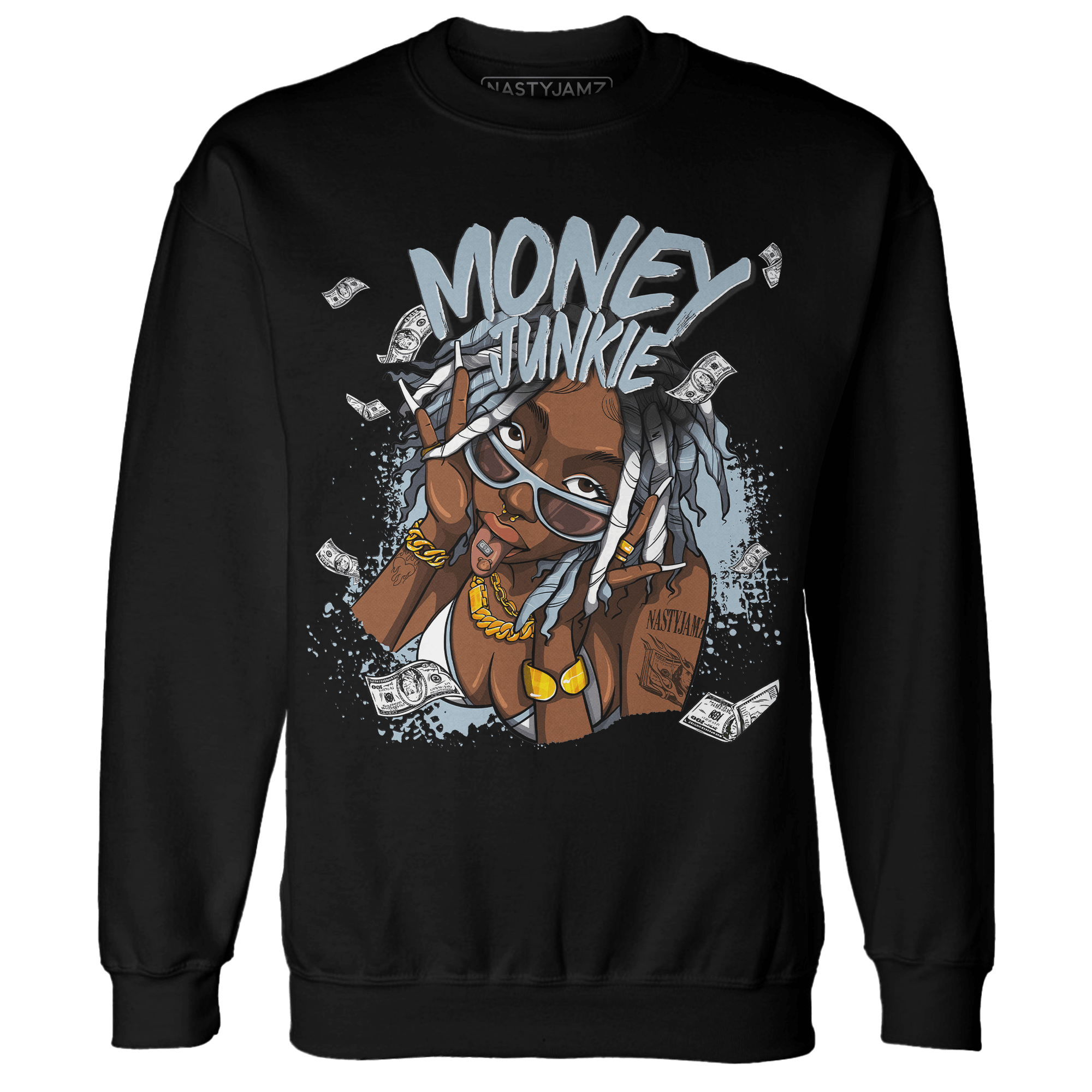 Blue Grey 13s Sweatshirt Match Money Junkie - NastyJamz