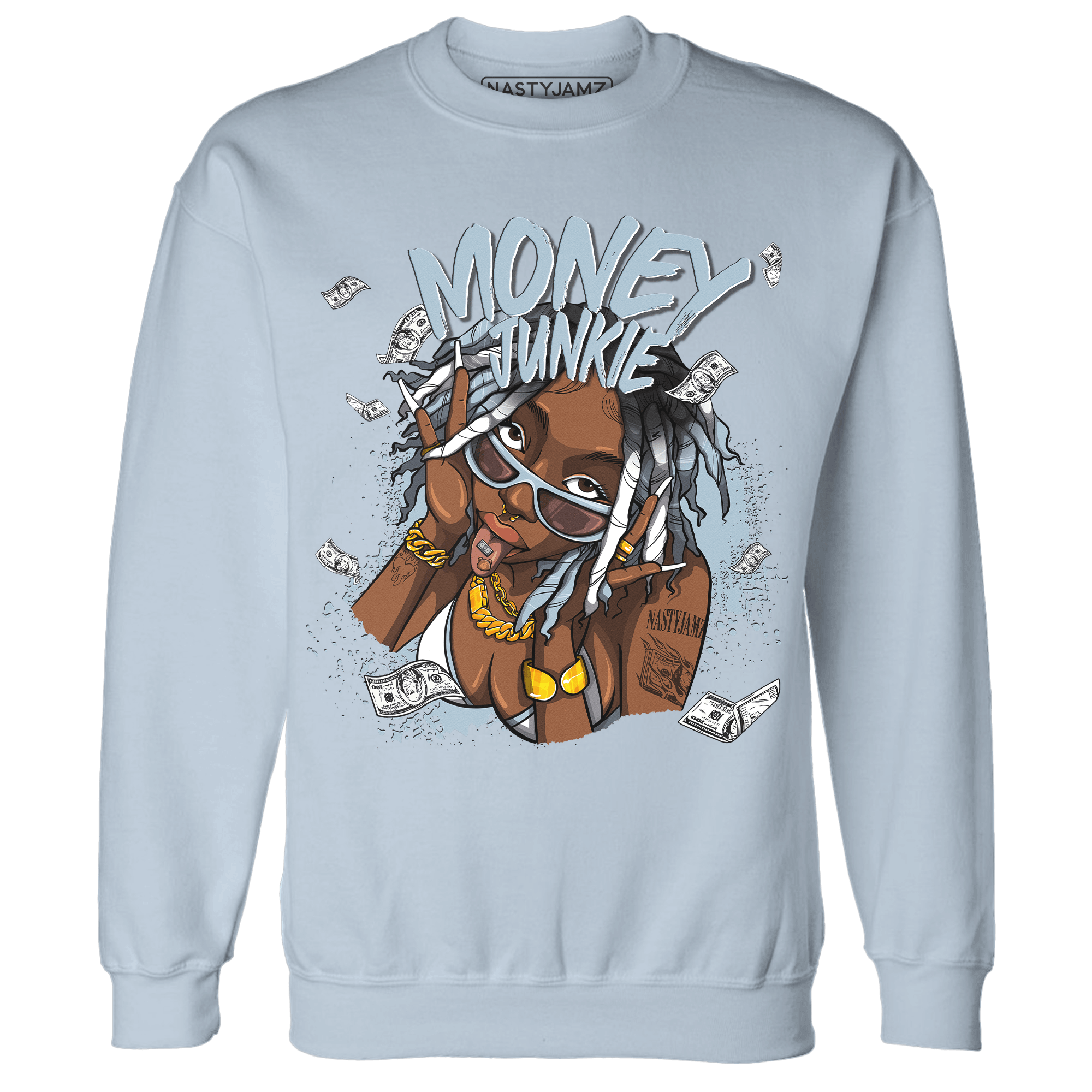 Blue Grey 13s Sweatshirt Match Money Junkie - NastyJamz